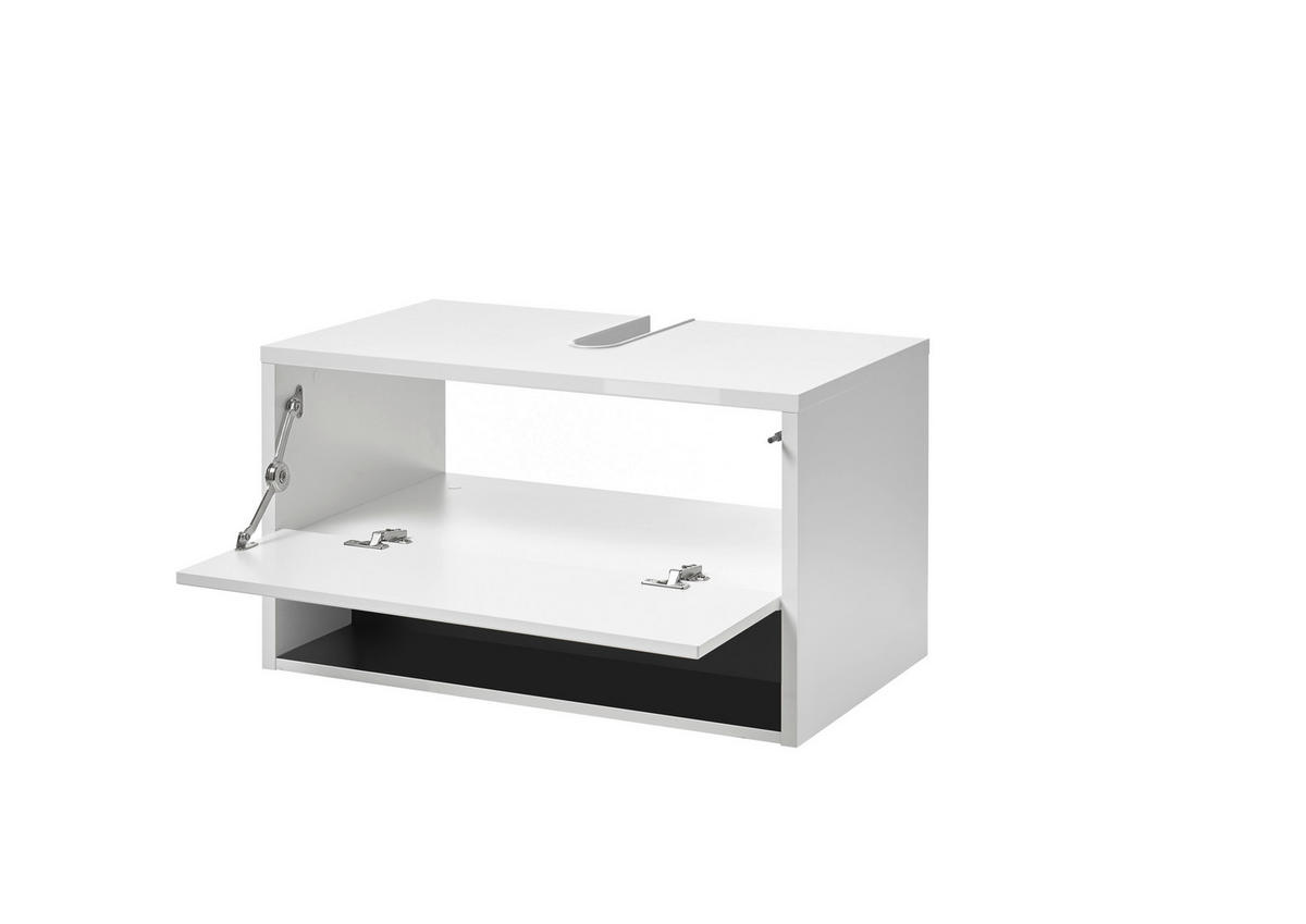 WASCHBECKENUNTERSCHRANK M20 Weiß Hochglanz & Anthrazit 80/44/46 cm breit - Weiß Hochglanz/Anthrazit, Holzwerkstoff (80/44/46cm) - Livojo