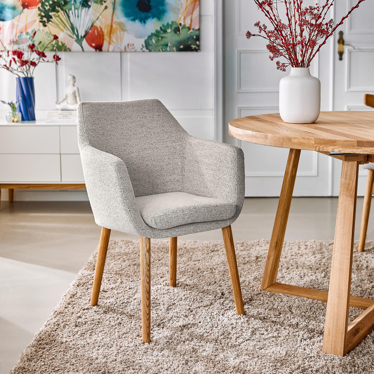 ARMLEHNENSTUHL - Grau, Textil (58/84/58cm) - home24