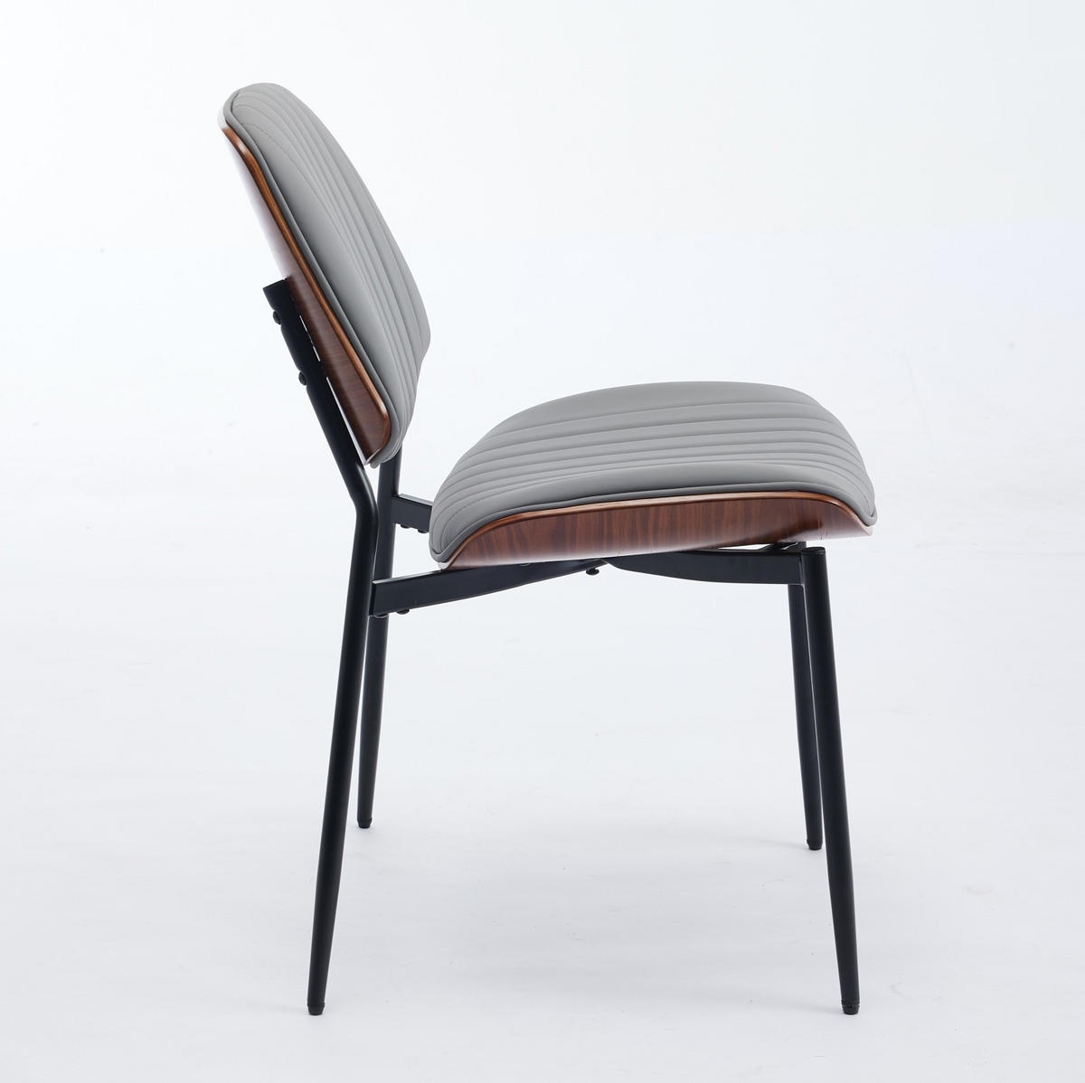 ESSZIMMERSTUHL im Mid-Century-Stil PU-Leder Grau - Grau, Metall (48.3/83.3/57.4cm) - Meubliv
