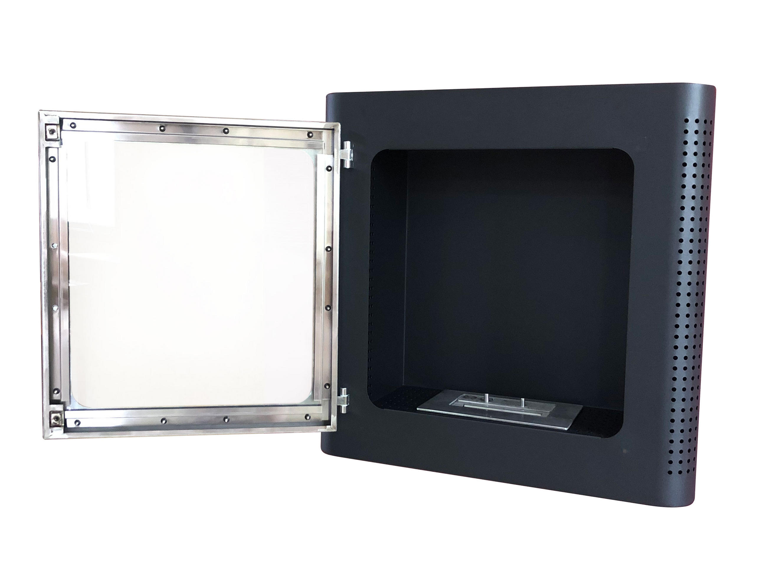 BIOETHANOL-KAMIN Schwarz Wandmodell inklusive 1 L Brennblock - Schwarz, Metall (60/60/22cm) - Purline