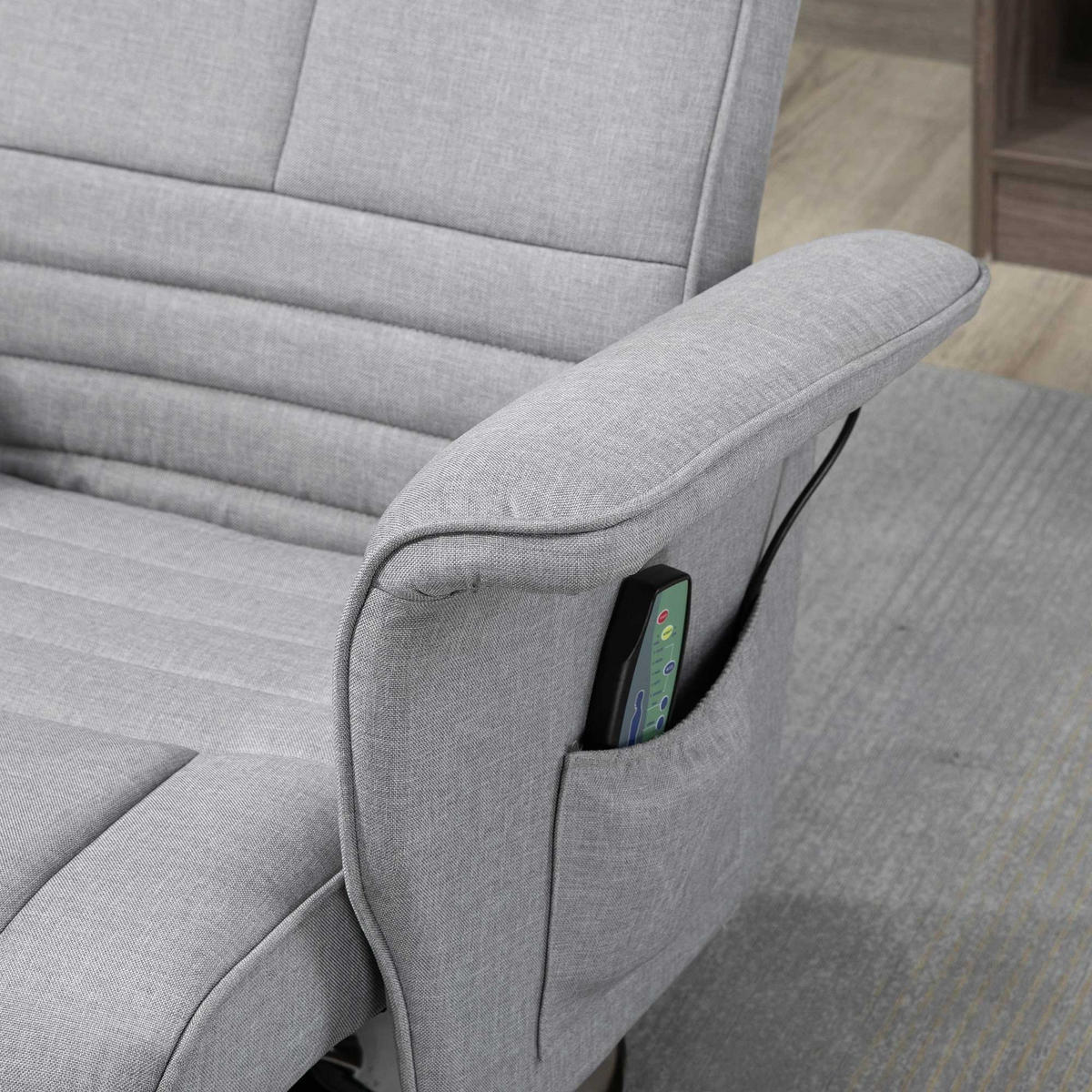 MASSAGESESSEL mit Fußhocker, Elektrischer Relaxsessel mit Liegefunktion Stahl - Chromfarben/Hellgrau, Textil/Metall (95/88/78cm) - HOMCOM
