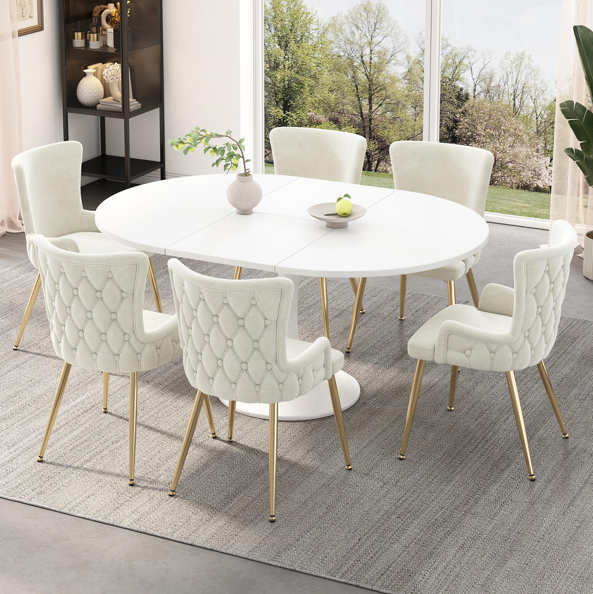 ESSZIMMERSTUHL 2er-Set Samt Beige mit Metallbeinen - Beige, Metall (47/85/49cm) - Meubliv