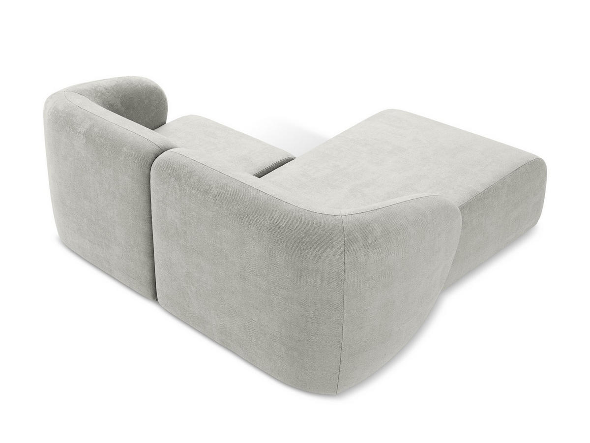ECKSOFA Links Chenille Stoff Grau - Hellgrau/Schwarz, Holzwerkstoff/Kunststoff (178/166cm) - Makamii