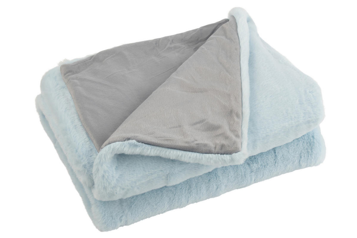 PLAID CUTIE - Pelz - Hellblau - 180/130/3 cm - Blau, Fell (130/180cm) - J-Line