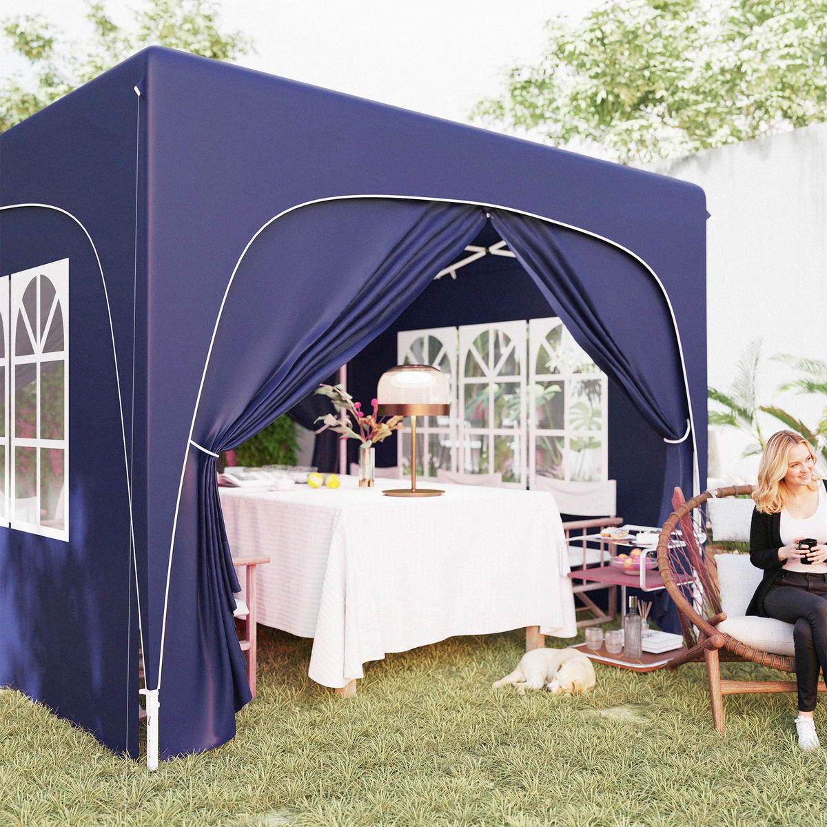 PAVILLON Pop-up Faltpavillon Dunkelblau 3x3 m - Blau, Metall (300/273/300cm) - ComfortXL