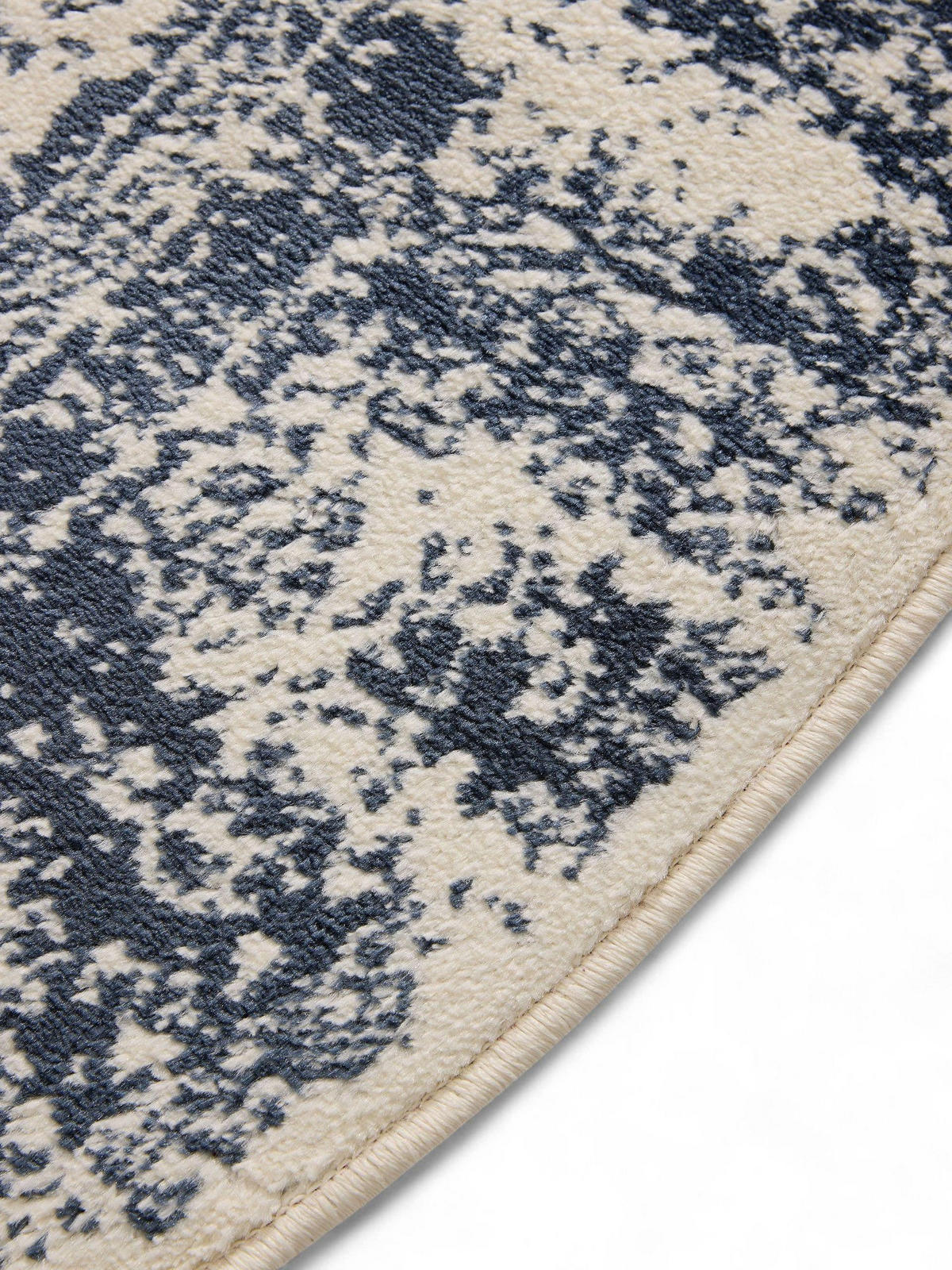 VINTAGE-TEPPICH Suki ø 160 cm rund - Blau/Creme, Kunststoff (160/160cm) - benuta