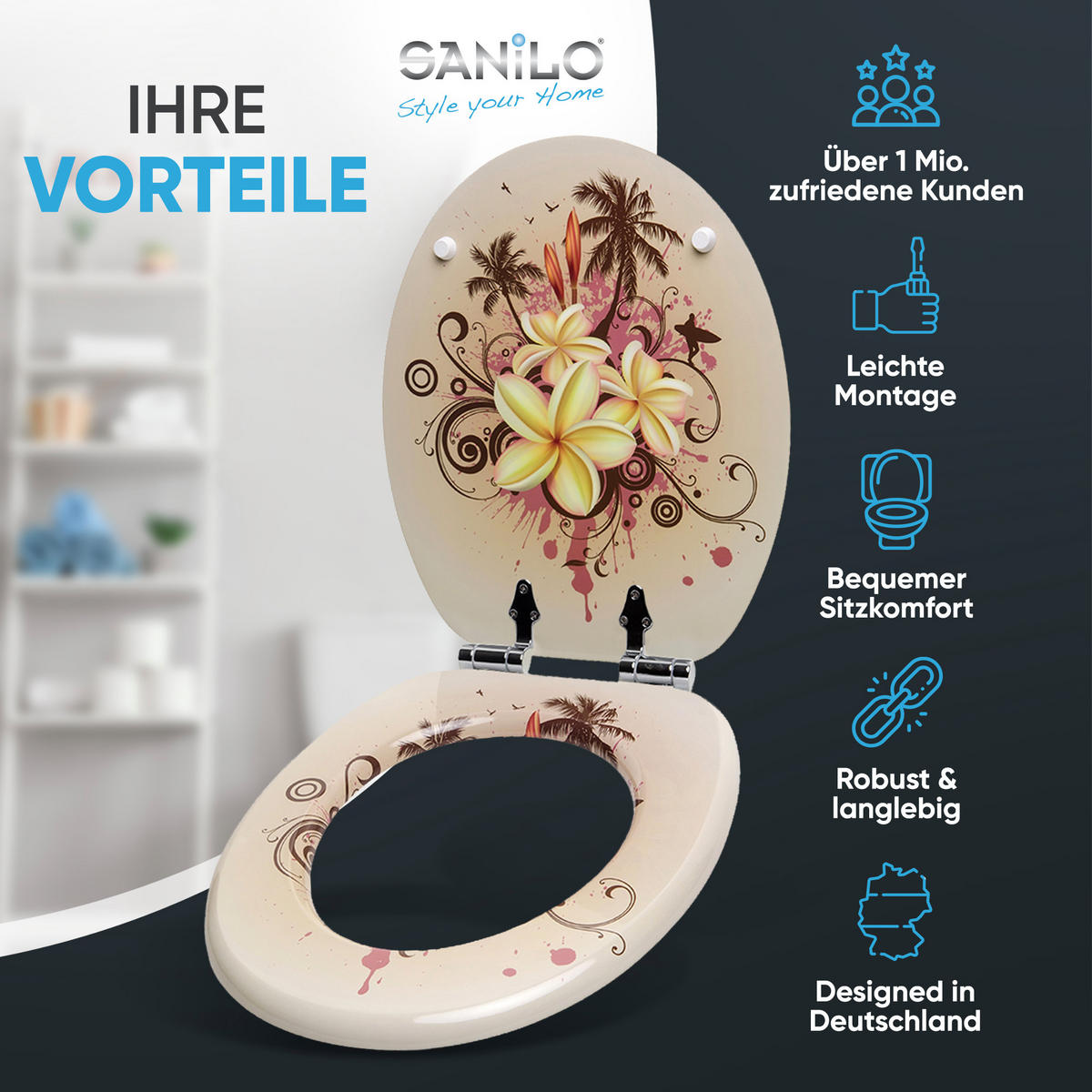 WC-SITZ mit Absenkautomatik Tropical - Beige, Holzwerkstoff (38/6/47cm) - Sanilo