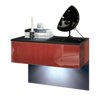 NACHTTISCH Sleep Fronten in Bordeaux Hochglanz - Bordeaux, Holzwerkstoff (60/46/35cm) - Vladon