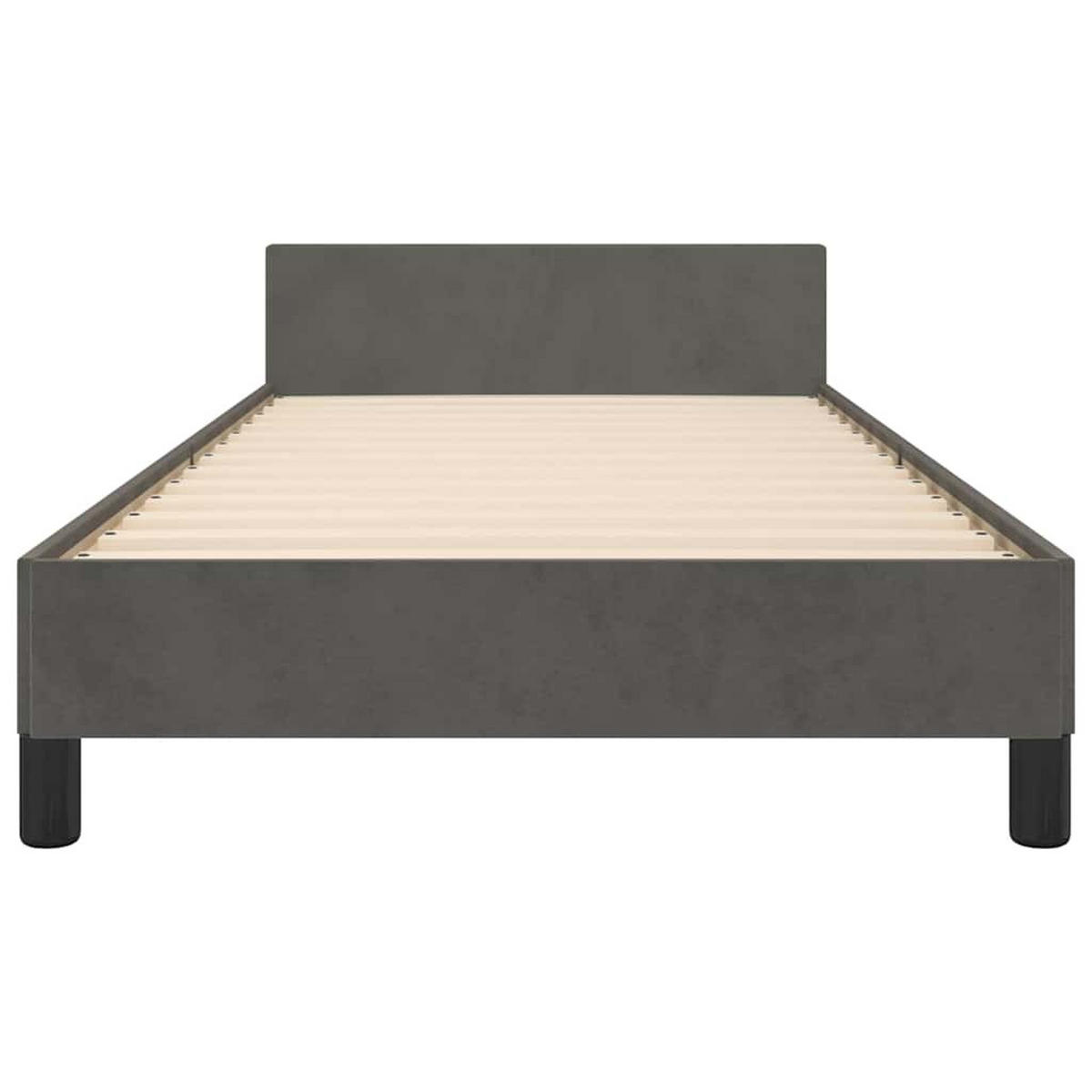 BETTGESTELL Ohne Matratze Dunkelgrau 100/200 Cm Samt - Grau, Holz (100/200cm) - vidaXL