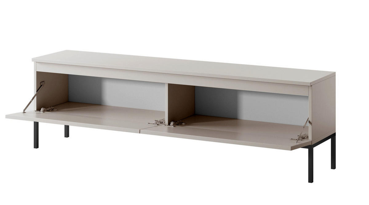 TV stolík Bemmi kašmírovo sivý na kovovom podstavci 150/46/32 cm - čierna/taupe, kov/kompozitné drevo (150/44.5/32cm) - Selsey