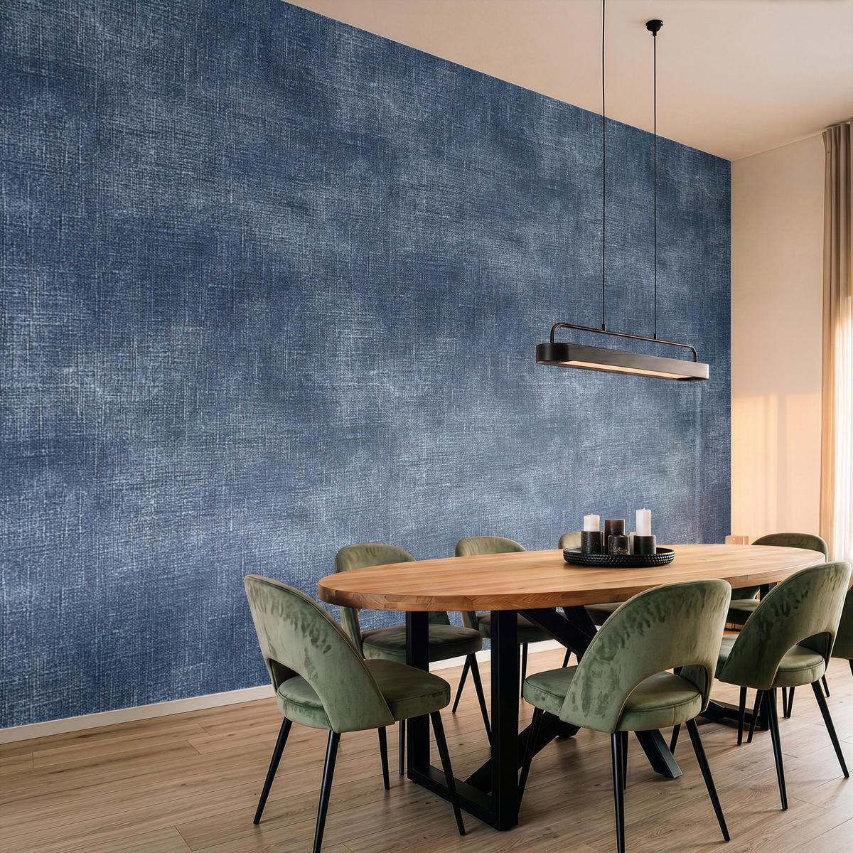 TAPETE - Leinen - Textur - Muster - Denim - Rustikal - 500x300 cm - Blau, Papier (500/300cm) - OnlyWow