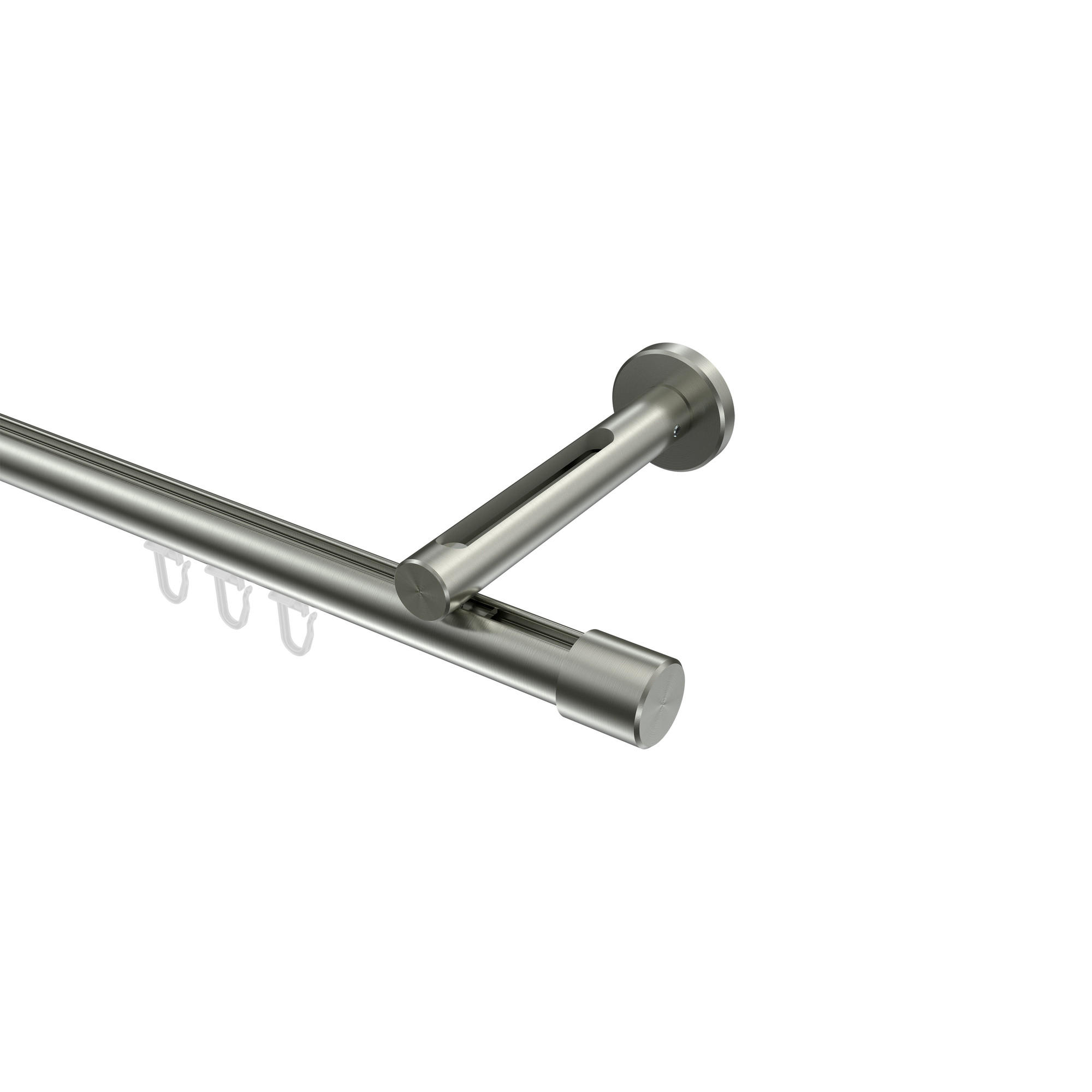 INNENLAUF-GARDINENSTANGEN-SET Siteno Santo 600 cm (geteilt in 3 x 200 cm), 1-läufig, 20 mm Ø Edelstahl-Optik - Edelstahlfarben, Metall (600cm) - INTERDECO