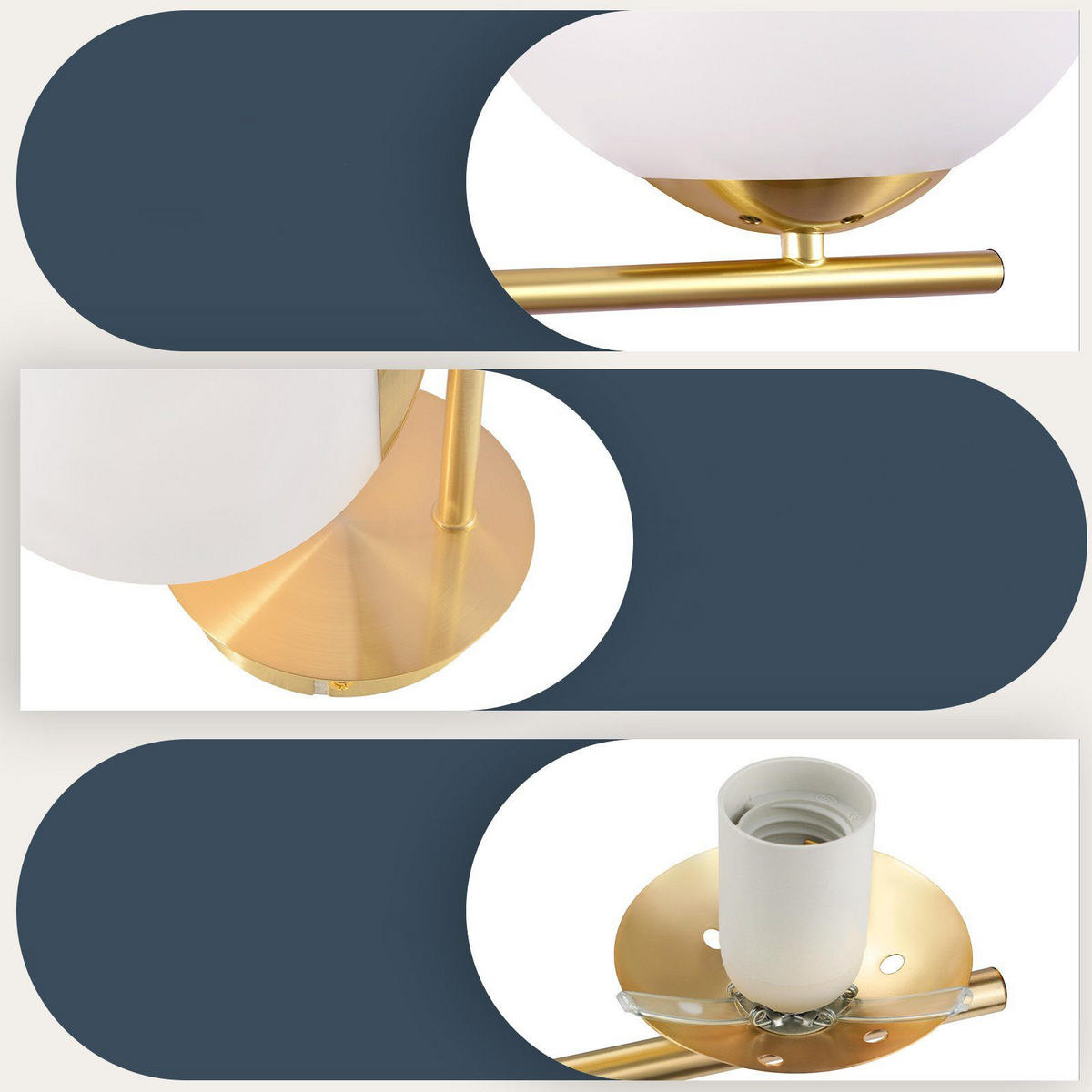 WANDLEUCHTE Marble 20/12/19.5 cm - Goldfarben/Weiß, Metall (12/19.5/20cm) - ZMH