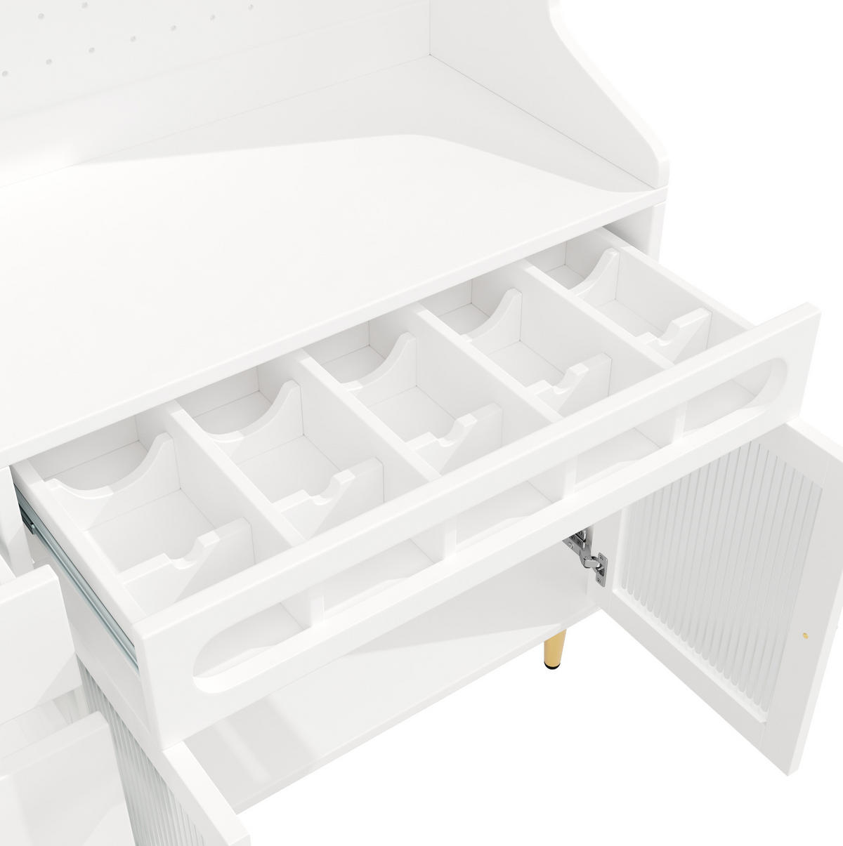BUFFET 145/171/39 cm Weiß aus MDF und Glas mit LED-Beleuchtung - Weiß, Glas (39/171/145cm) - OKMYHOME