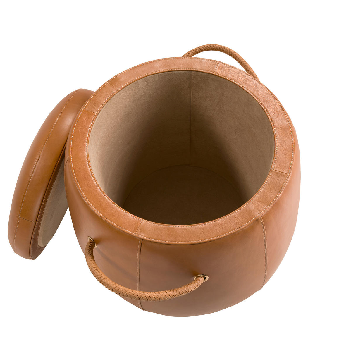 POUF rund Kamel 52/52/57 - Braun, Leder (52/57/52cm) - ANGEL CERDA