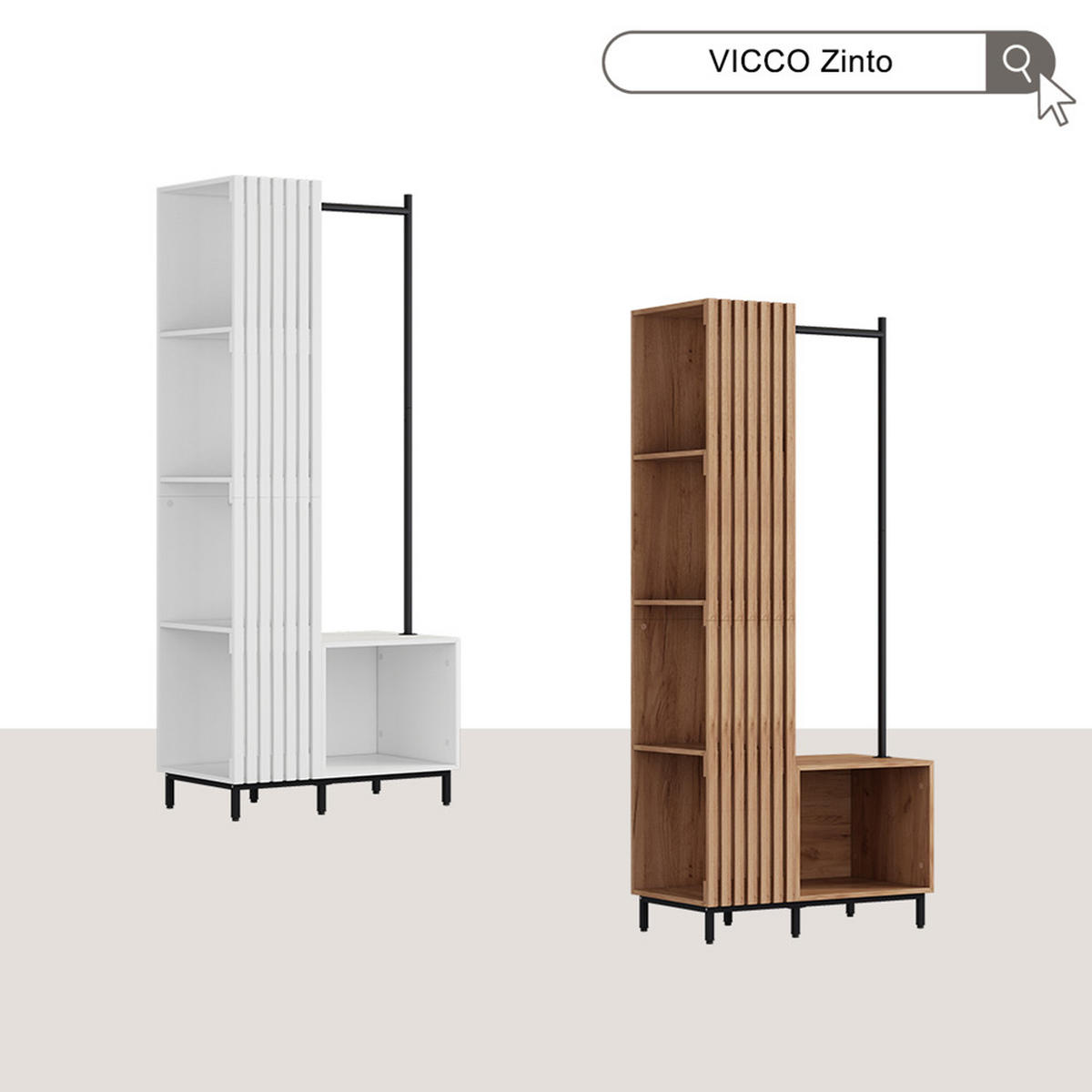 GARDEROBE Zinto dąb kraft złoty 80 x 187 cm mit 5 Ablagefächern - Honigeiche, Holzwerkstoff (80/187/45cm) - Vicco