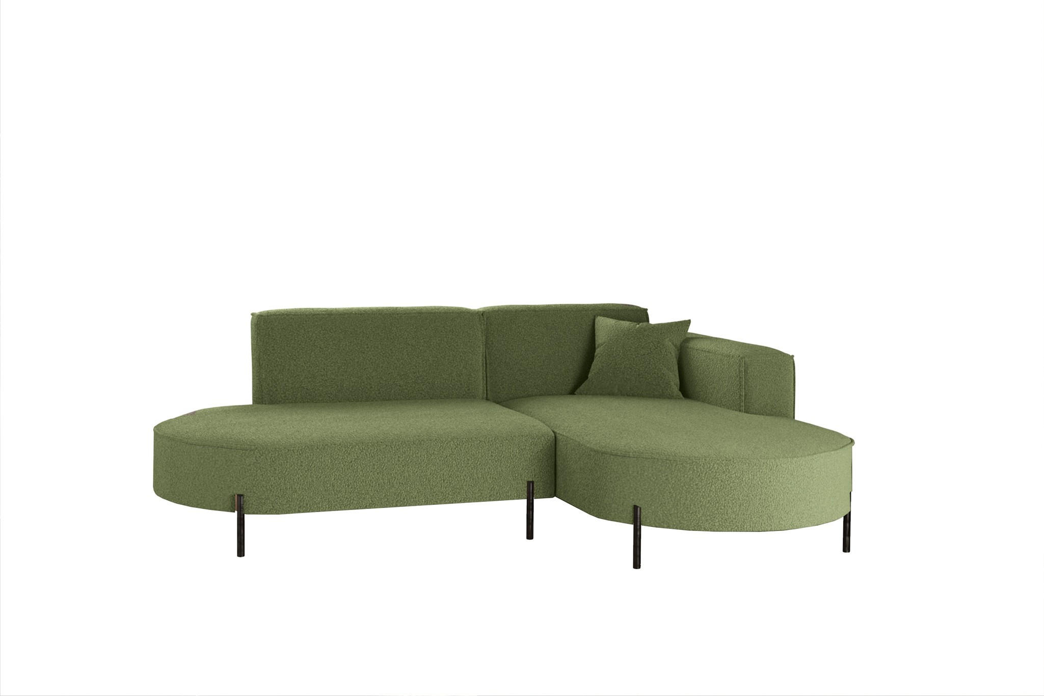 ECKSOFA Valencia Xs - Hellgrün, Holzwerkstoff/Textil (236/165cm) - Fun Möbel