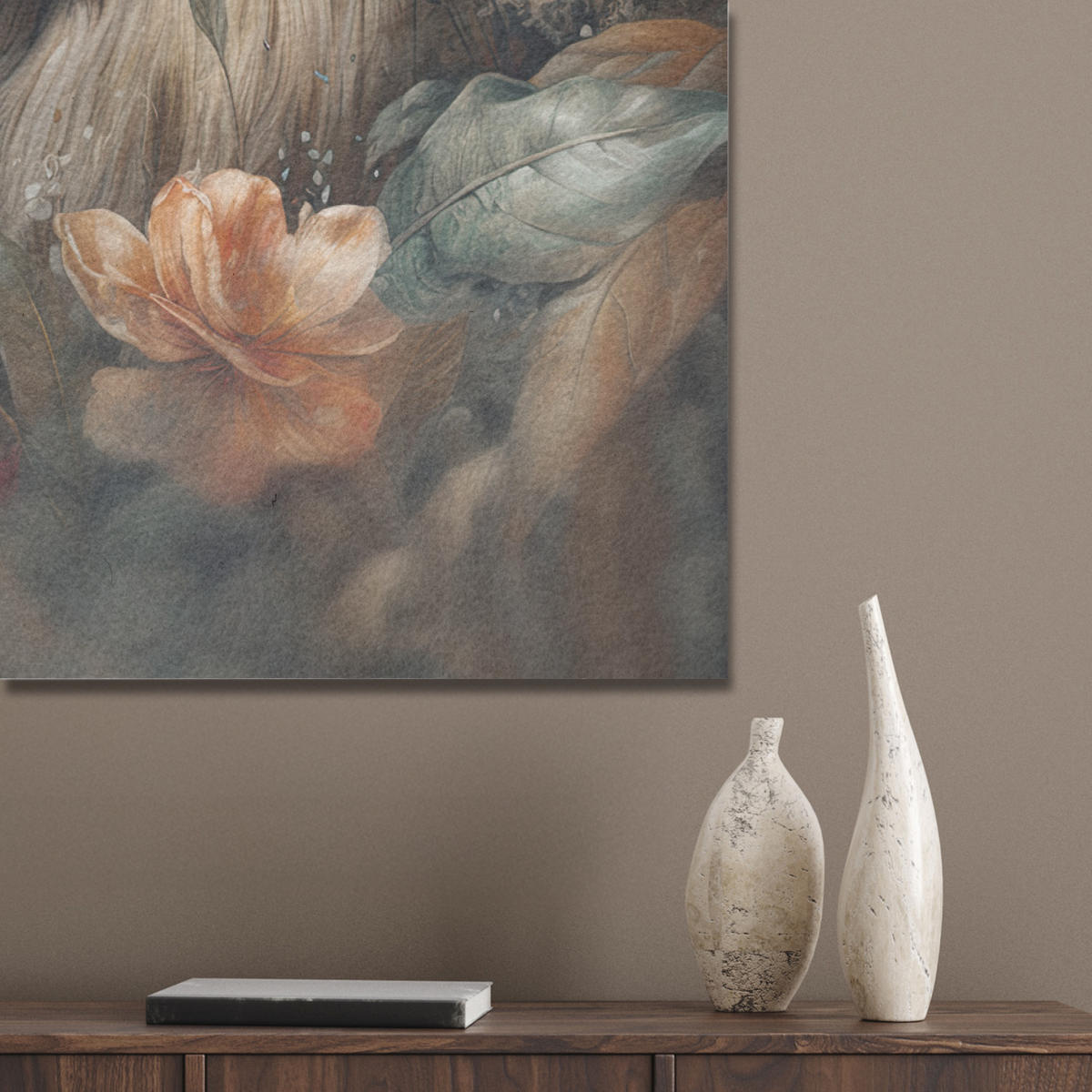 AKUSTIKPANEEL Löwe - Wildtiere - Pflanzen - Natur - Blumen 70x100 cm - Beige, Textil (70/0.9/100cm) - MuchoWow