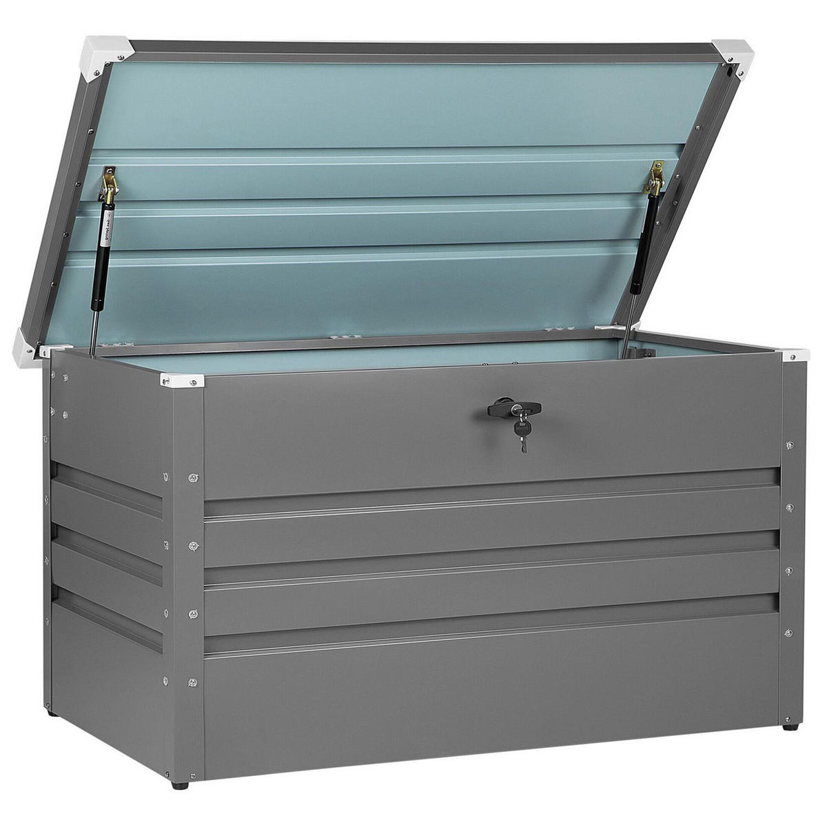 AUFLAGENBOX Stahl grau 100/62 cm Cebrosa - Grau, Metall (100/60/62cm) - Beliani