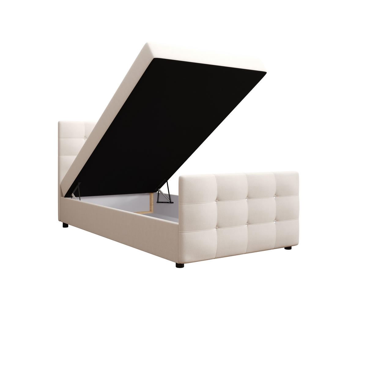 BOXBETT KLEO mini 120x200, mit Matratze H3 und Topper, Cosmic 10 - Beige, Holz/Kunststoff (120/200cm) - Bedante