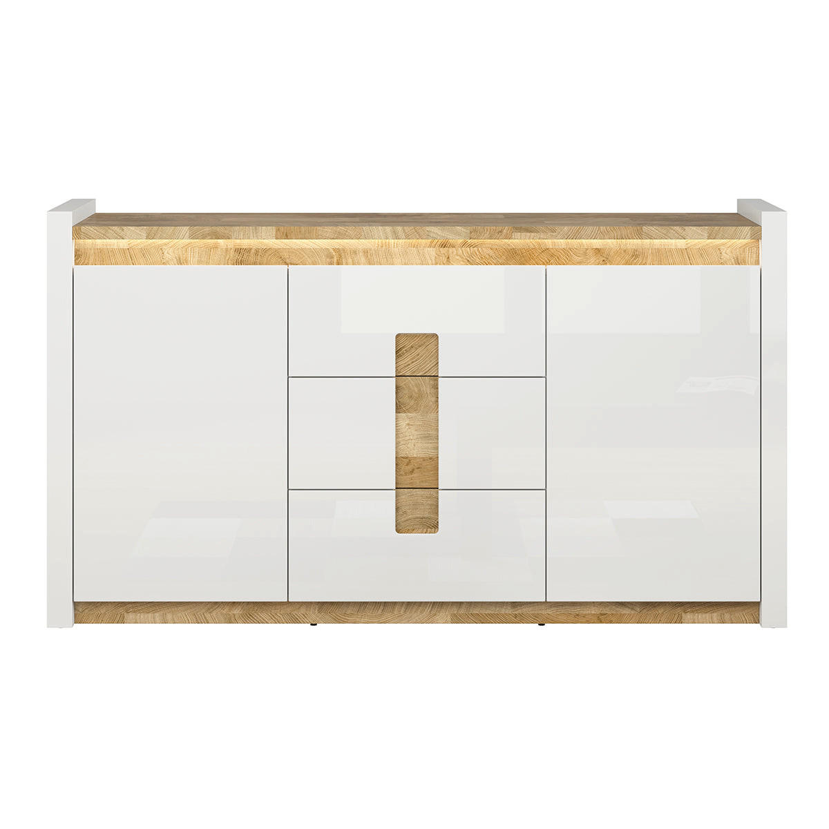 ŠIROKÁ KOMODA Helios Biela a drevo - biela, kompozitné drevo (172/96.5/41cm) - Petits-meubles
