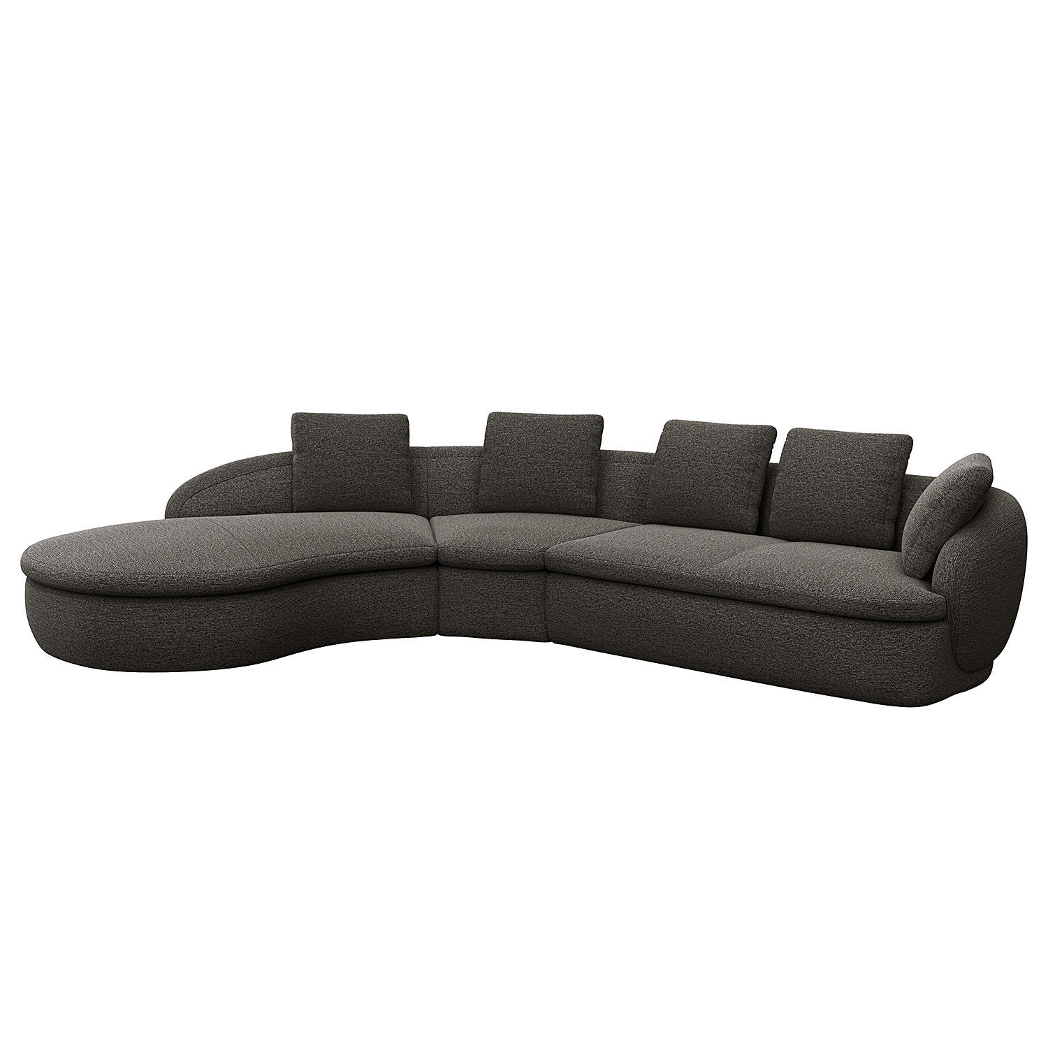 ECKSOFA mit Rundecke - Anthrazit/Schwarz, Kunststoff/Textil (340/225cm) - home24