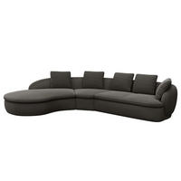 ECKSOFA mit Rundecke - Anthrazit/Schwarz, Kunststoff/Textil (340/225cm) - home24