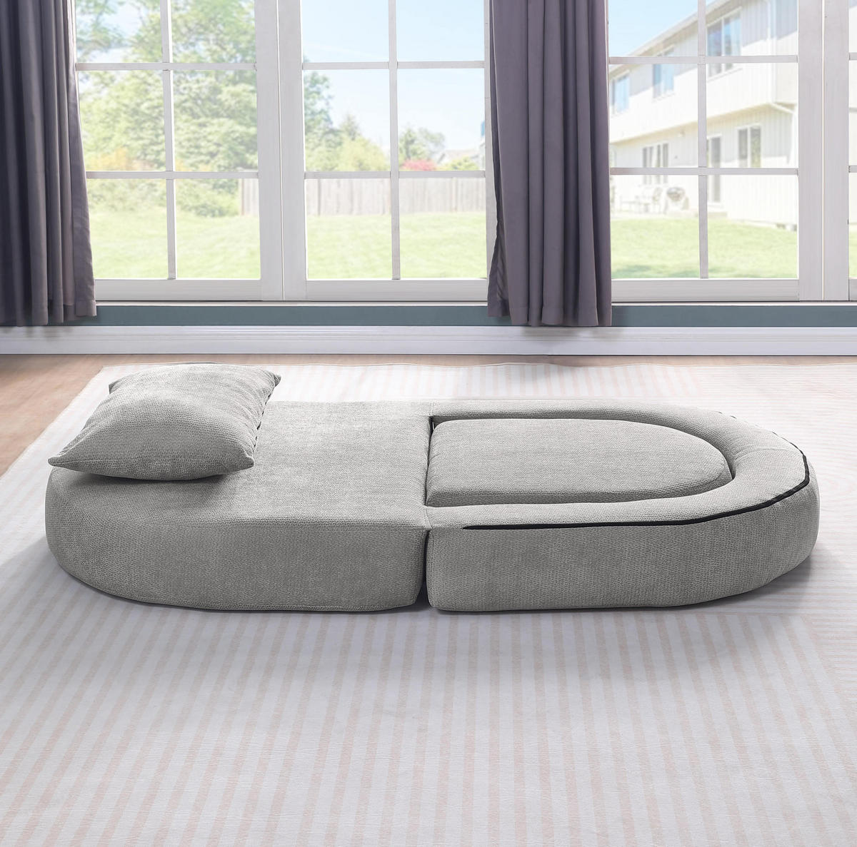 SOFA in Hellgrau aus Chenille mit weichem Komfort - Hellgrau, Textil (90/41/101cm) - Flora Grace