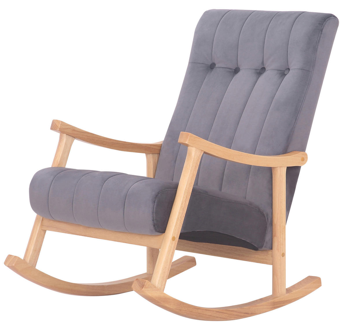 SCHAUKELSTUHL Sarti Samt, Gestell Kautschukholz natur Natura/Grau - Naturfarben/Grau, Holz/Textil (62/98/92cm) - TPFLiving