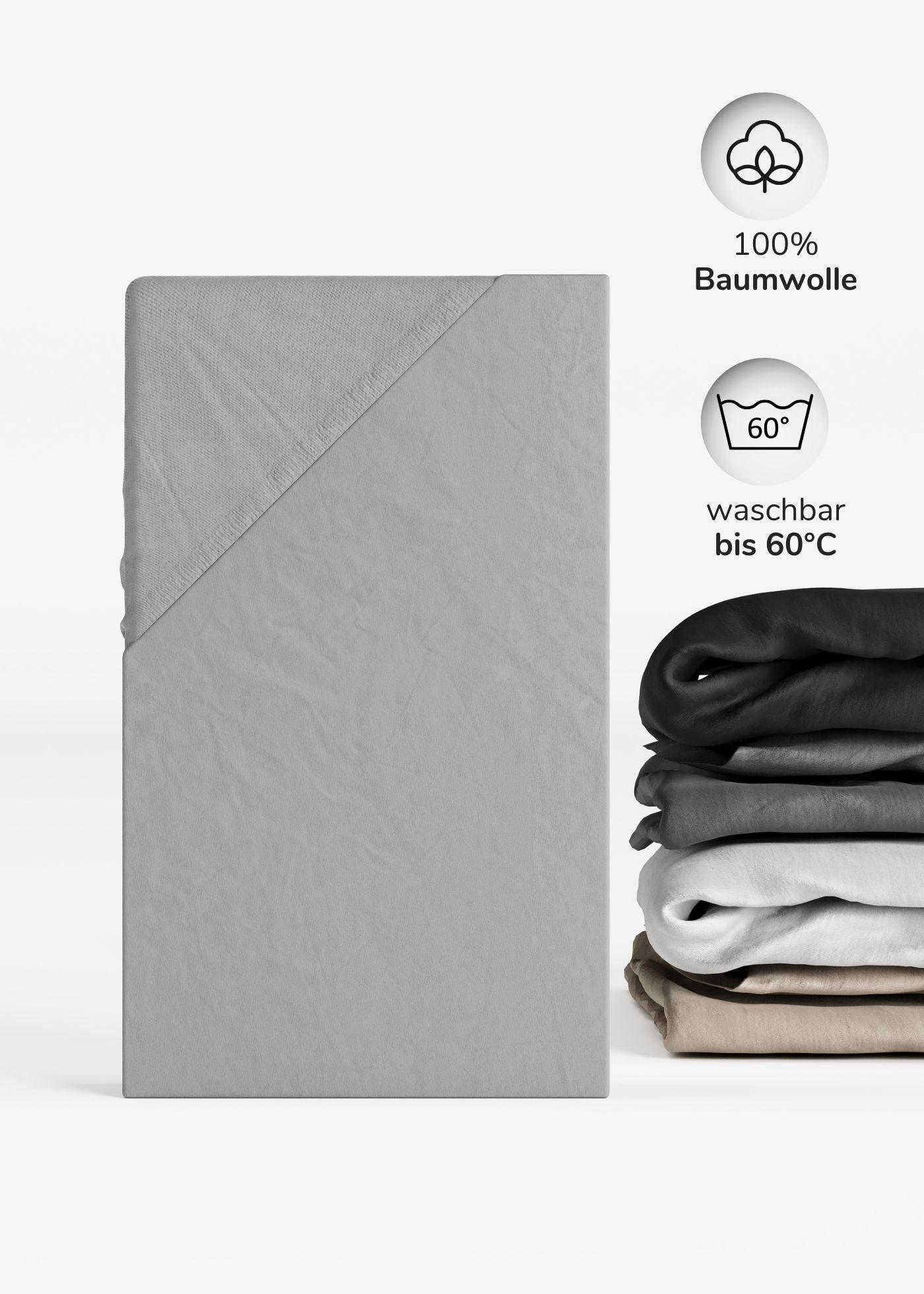 SPANNBETTLAKEN 90x55 cm Jersey grau | Spannbetttuch für Laufgitter & Babymatratzen - Grau, Textil (55/90cm) - Sämann – make a difference.