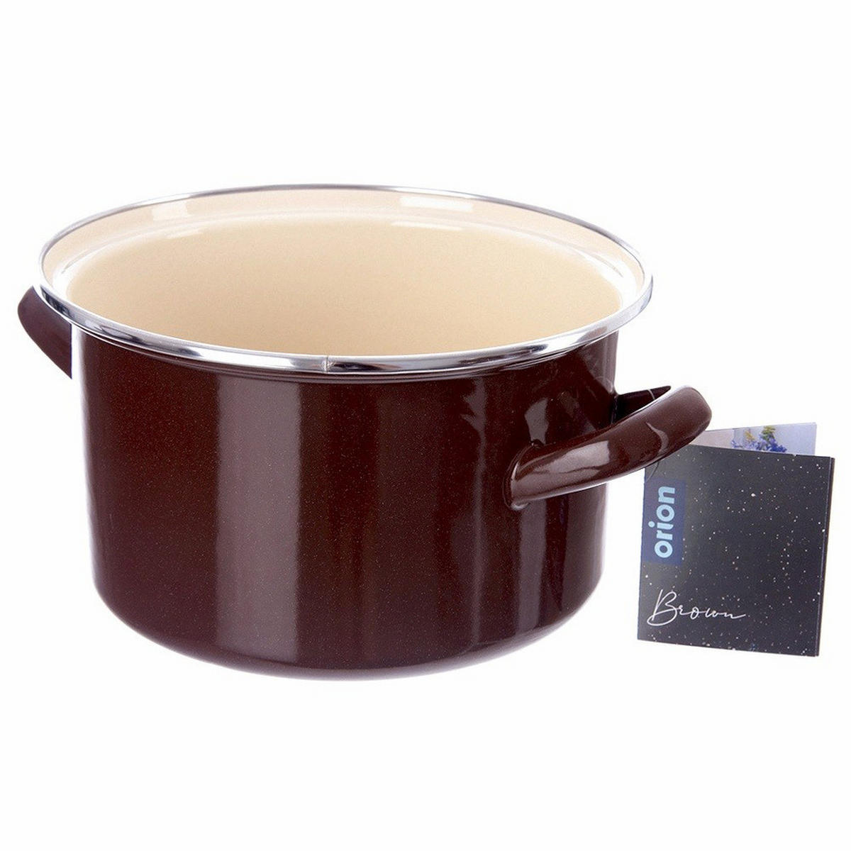 EMAILLIERTOPF Brown mit Griffen braun - Braun, Metall (20cm) - Orion 