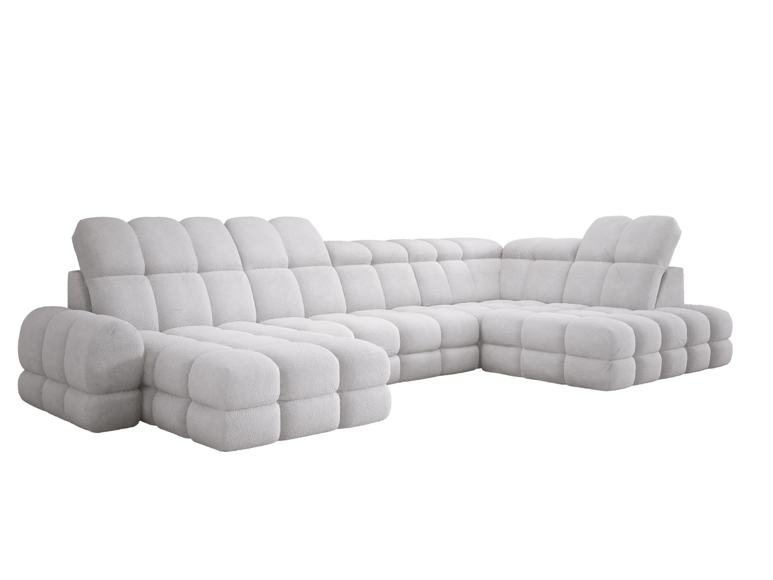 ECKSOFA TOLLO Anthology-stoff U-form 400x217x105 cm silber - Weiß, Holz/Textil (217/400cm) - DomoHome