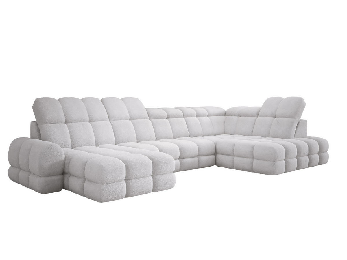 ECKSOFA TOLLO Anthology-stoff U-form 400x217x105 cm silber - Weiß, Holz/Textil (217/400cm) - DomoHome