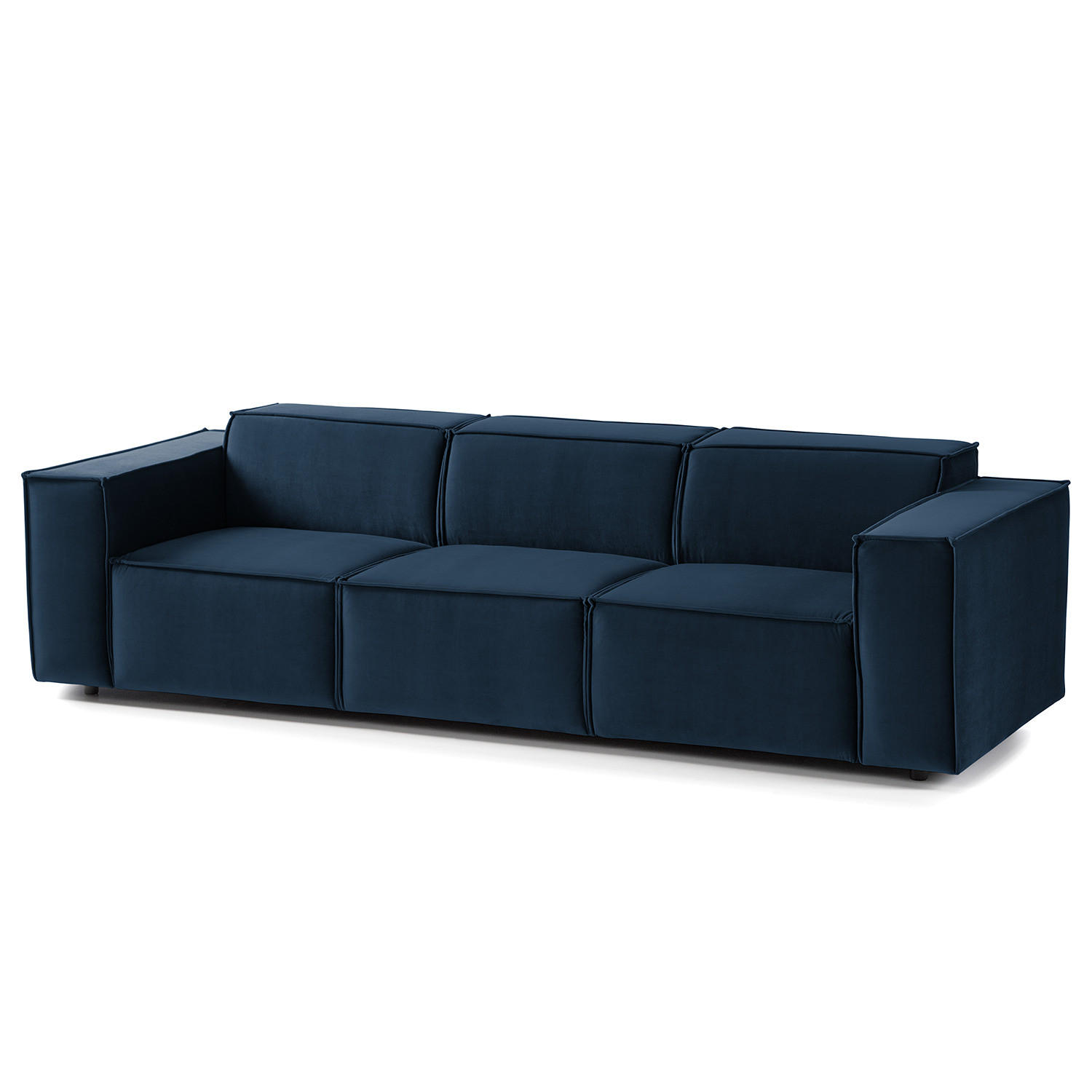 3-SITZER SOFA - Schwarz/Dunkelblau, Kunststoff/Textil (260/70/96cm) - home24