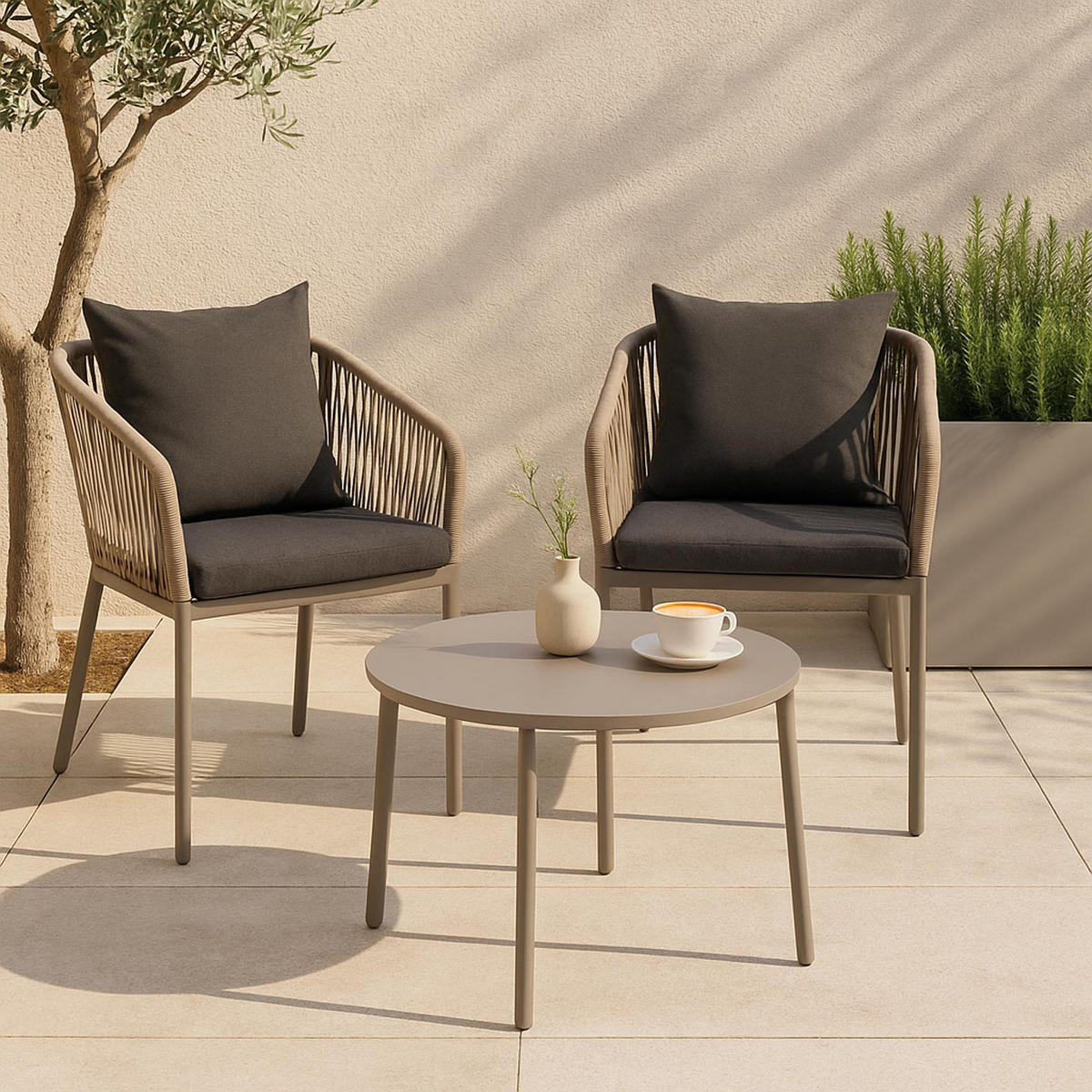 GARTENSTUHL grau, dunkelgrau - Dunkelgrau/Grau, Textil (55/75/55cm) - MCW
