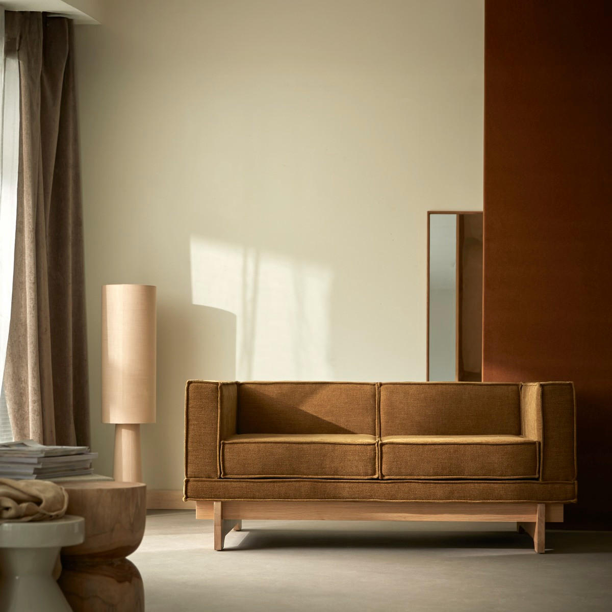 SOFA Miu Senfgelb aus Stoff - Dunkelgelb, Textil (158/70/90cm) - Tikamoon