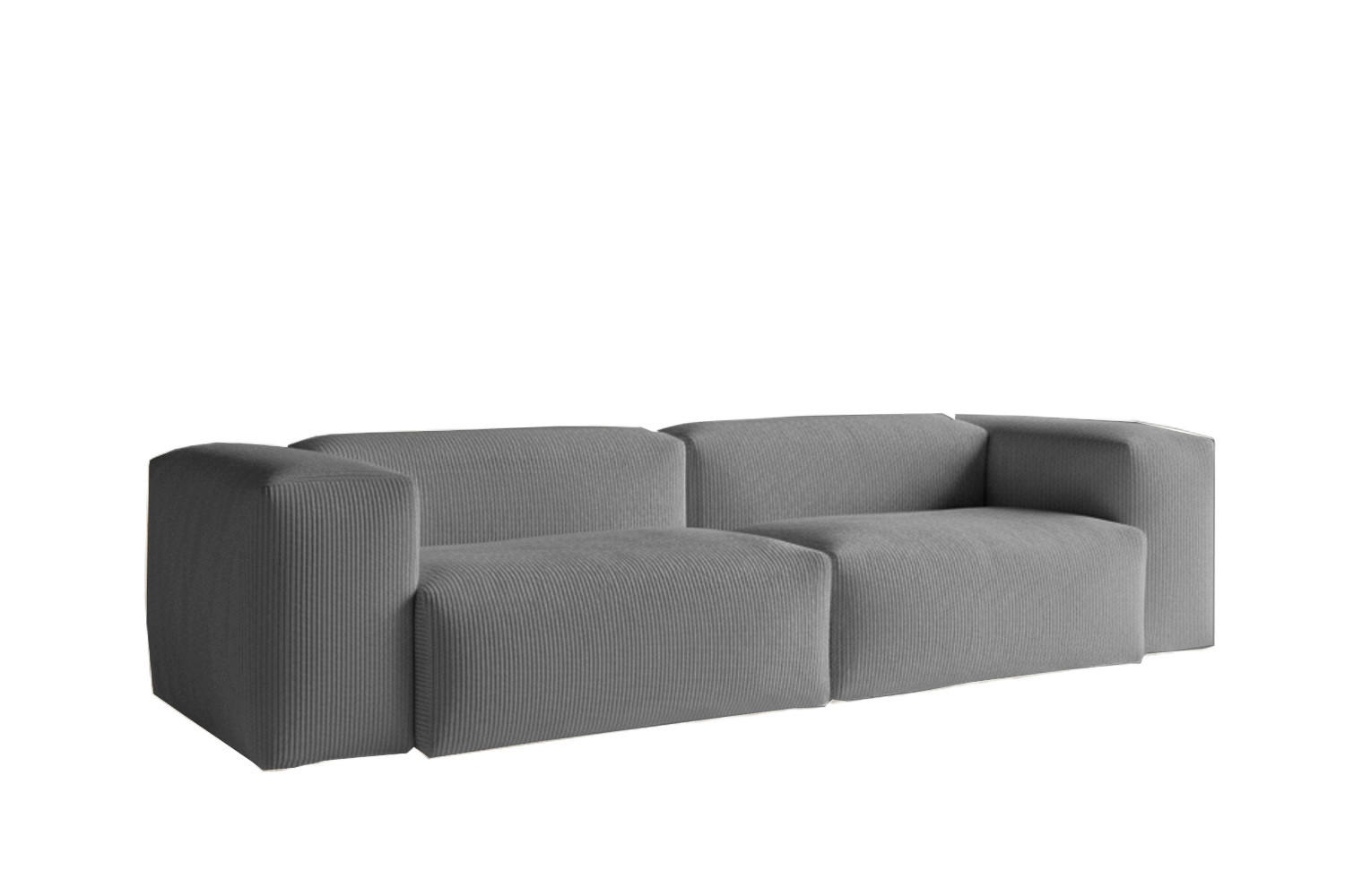 SOFA CELESTE Grau Cord - Schwarz/Grau, Kunststoff/Textil (302/72/114cm) - KAWOLA
