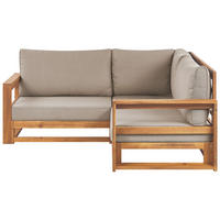 GARTENSOFA 2-sitzer Zertifiziertes Akazienholz hellbraun Auflagen taupe Timor - Hellbraun/Beige, Holz (167/72/167cm) - Beliani