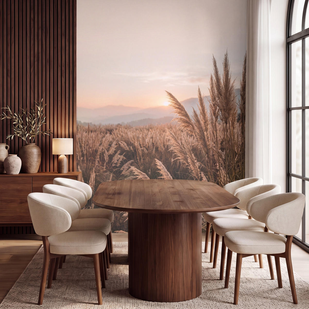 TAPETE - Gras - Feld - Sonne - Natur - 200x280 cm - Sandfarben, Papier (200/280cm) - OnlyWow