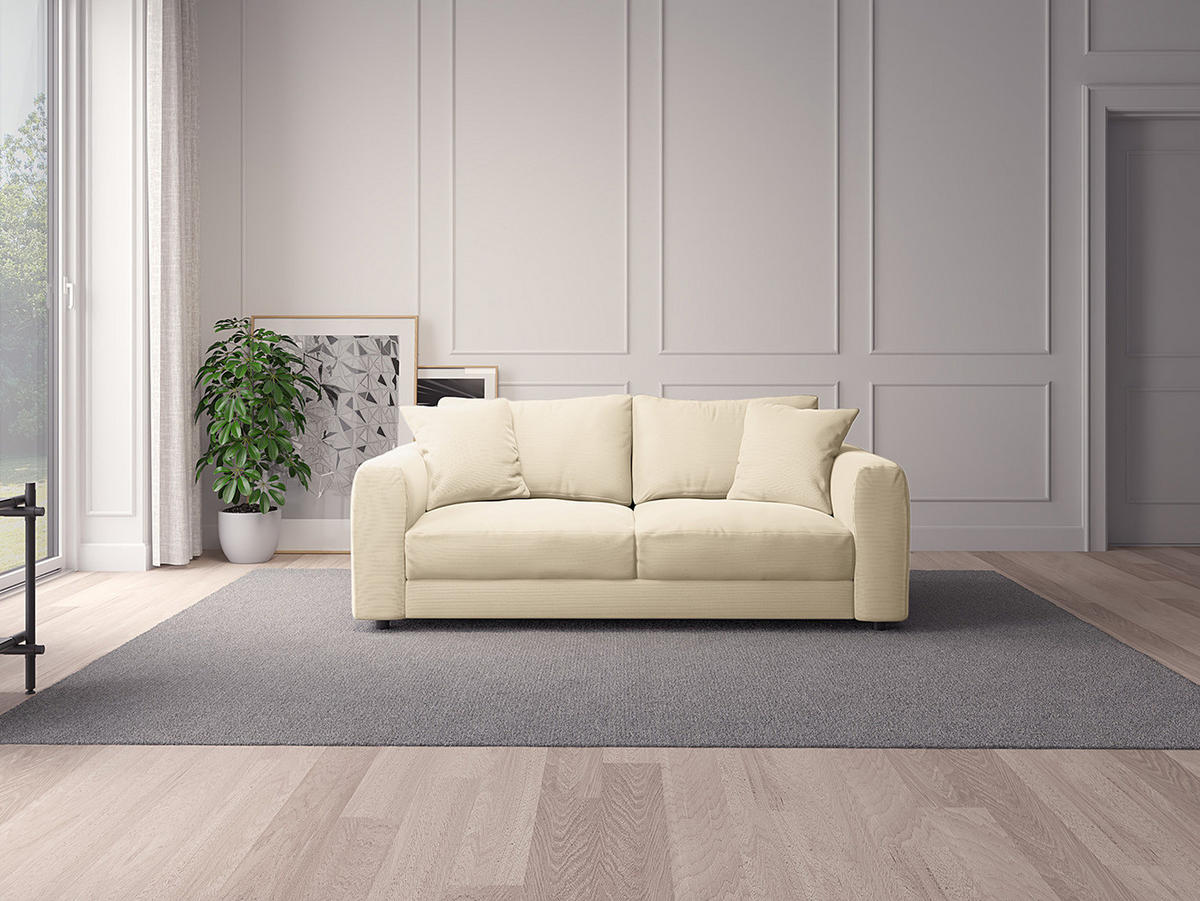 2,5-SITZER SOFA - Beige/Schwarz, Kunststoff/Textil (189/79/106cm) - home24