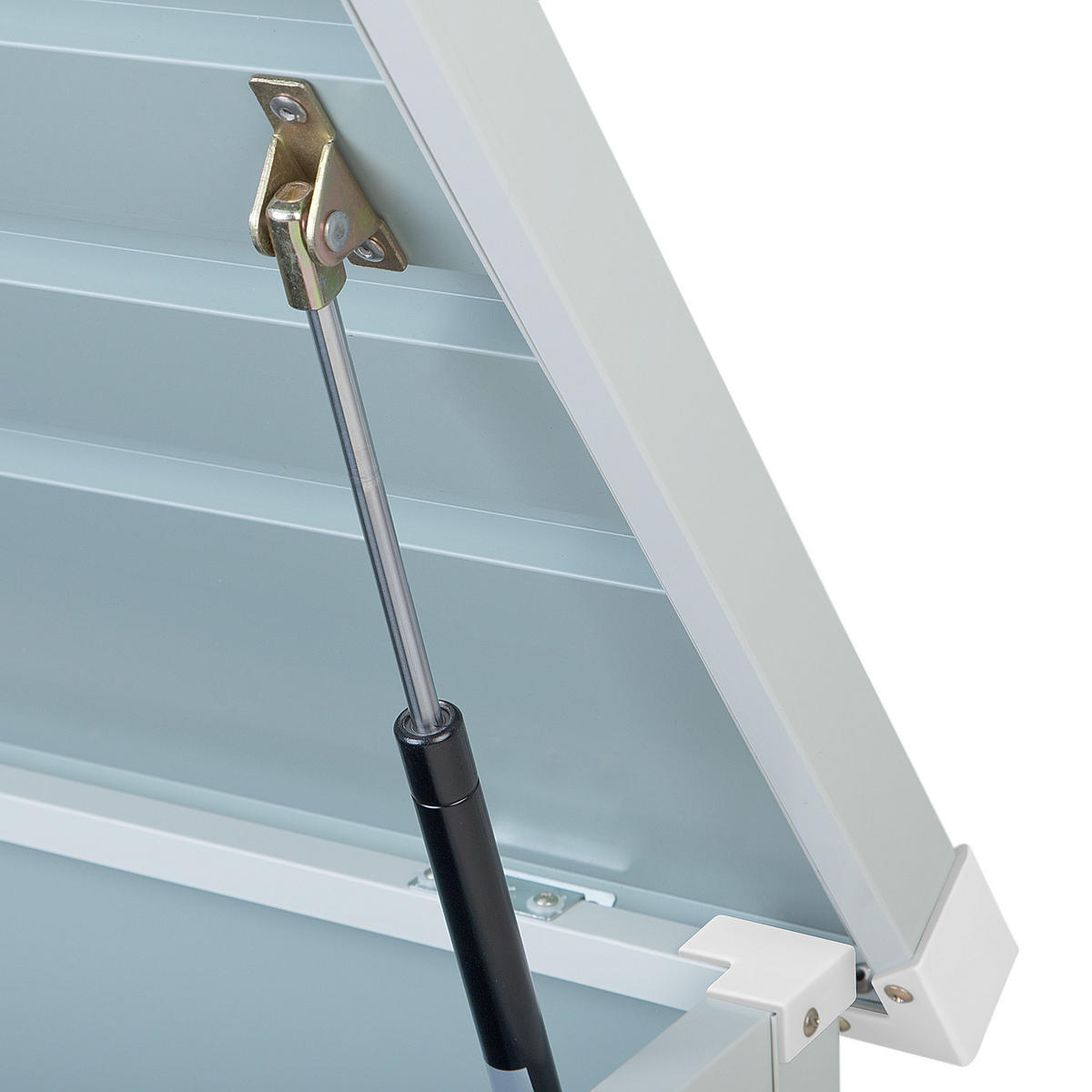 AUFLAGENBOX Stahl hellgrau 132/62 cm Cebrosa - Hellgrau, Metall (132/64/62cm) - Beliani