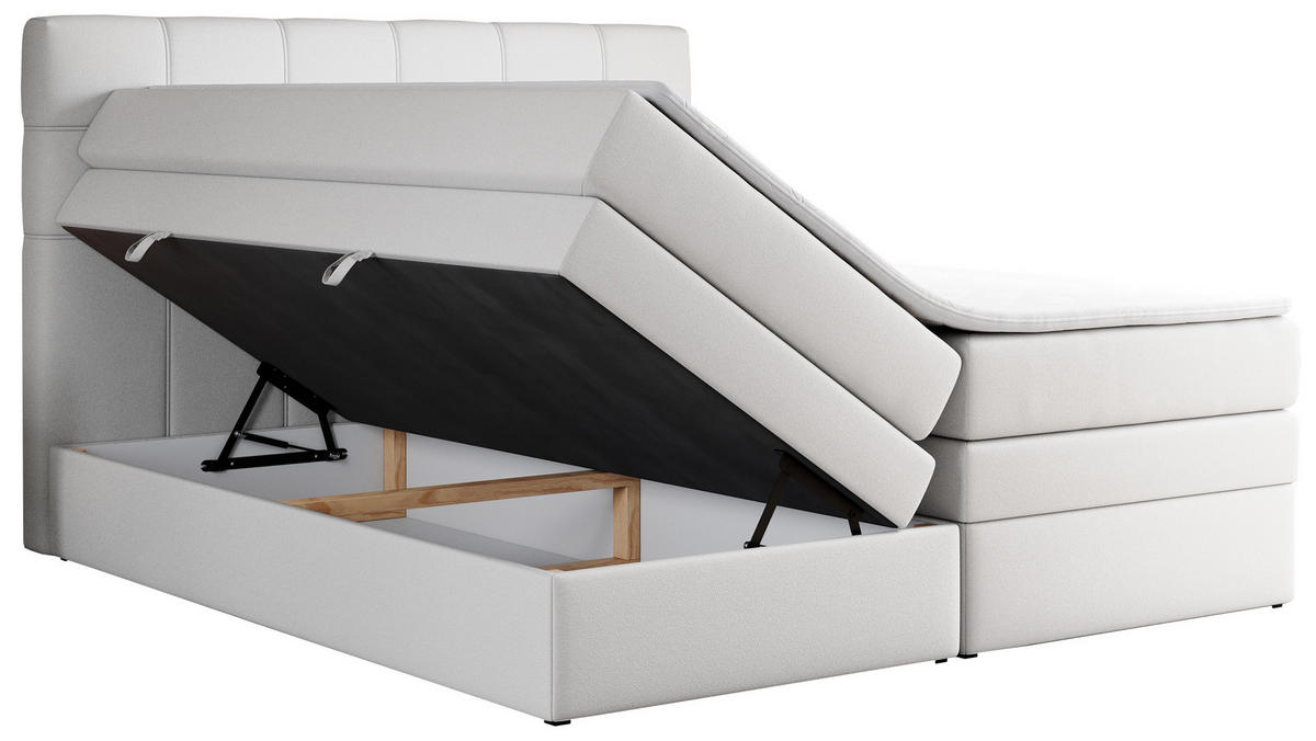 BOXSPRINGBETT ERNI KING 200/200 Weiß Kunstleder - H4 - Weiß, Holz/Textil (200/200cm) - MKS