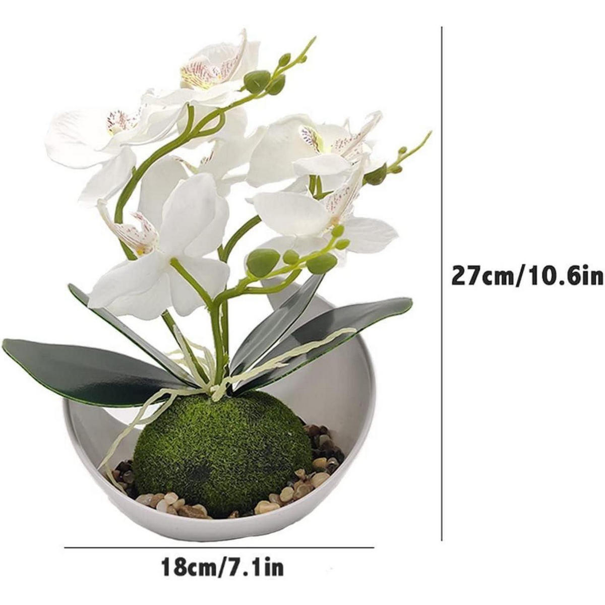 KÜNSTLICHE Orchidee 27 cm weißer Topf - Weiß, Kunststoff (27cm)