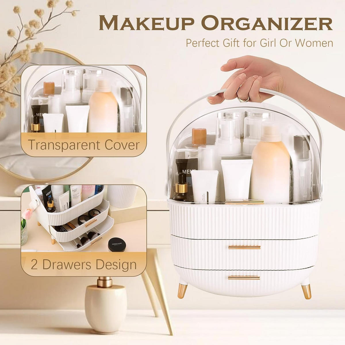 KOSMETIK ORGANIZER Lumira 26/16/38 cm - Weiß, Kunststoff (16/38/26cm) - ZMH