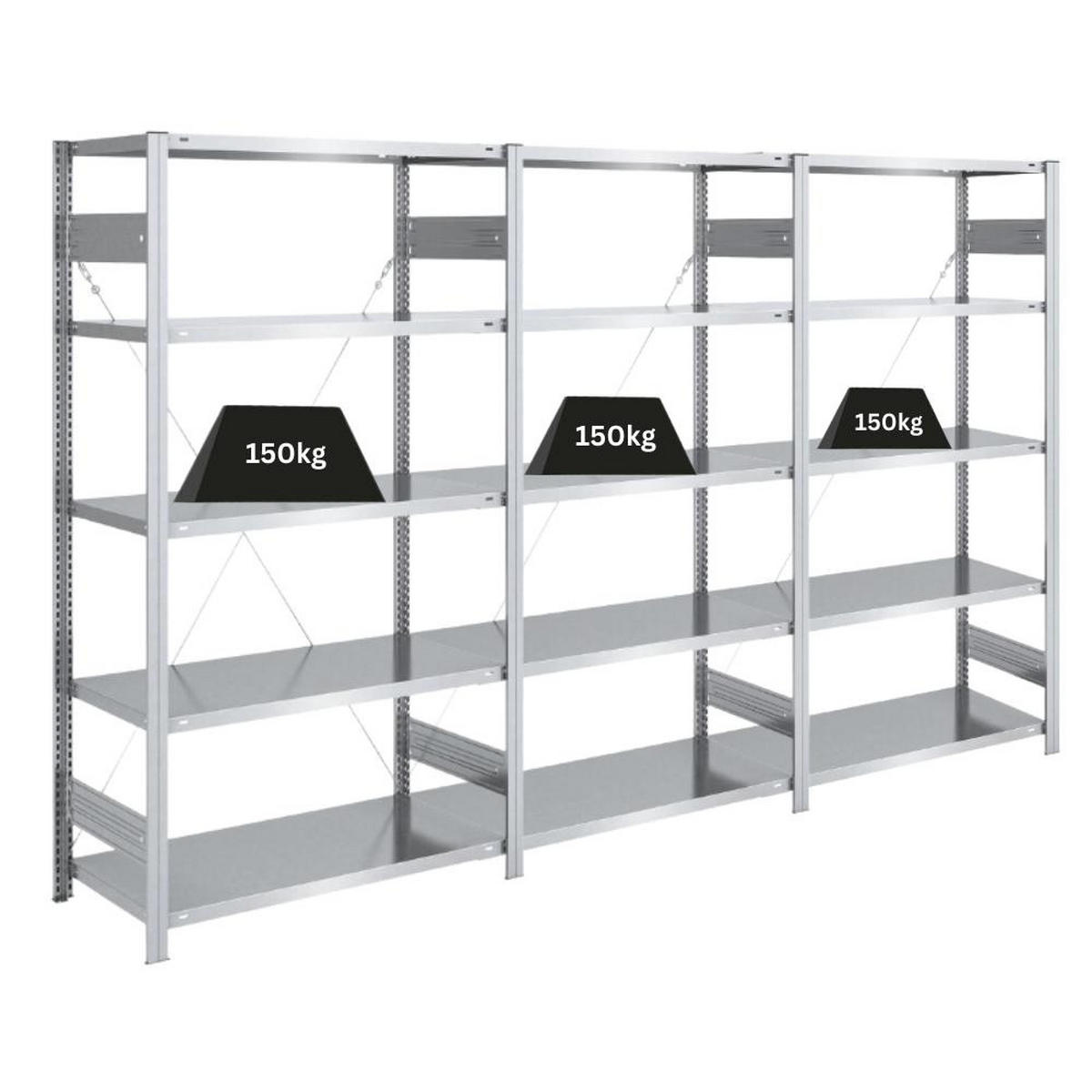 SCHWERLASTREGAL Silver Mamba 200x300x50cm 5 Ebenen je 150kg Fachlast Verzinkt - Silberfarben, Metall (300/200/50cm) - PROREGAL