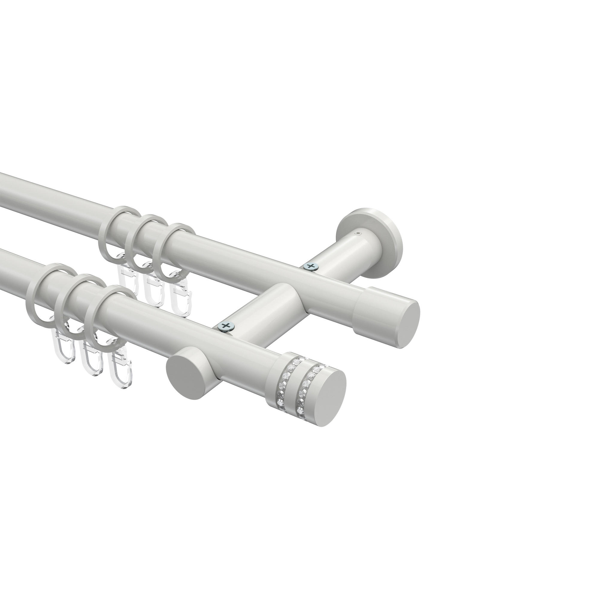 GARDINENSTANGE Platon Estana 140 cm, 2-läufig, 20 mm Ø Weiß - Weiß, Metall (140cm) - INTERDECO