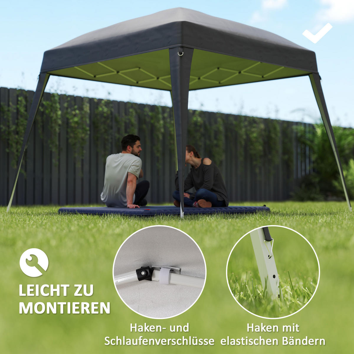 ERSATZDACH für Pavillon 3x3 m - Dunkelgrau, Kunststoff (300/1/300cm) - Outsunny