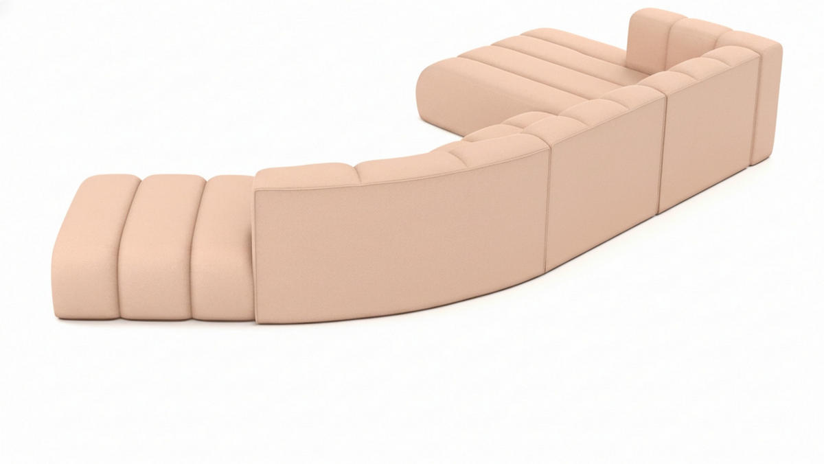 ECKSOFA L-Form GRAND Round, Stoff Salvador, Rosa, Rechts - Pink, Holz (445/179cm) - Kaiser Möbel