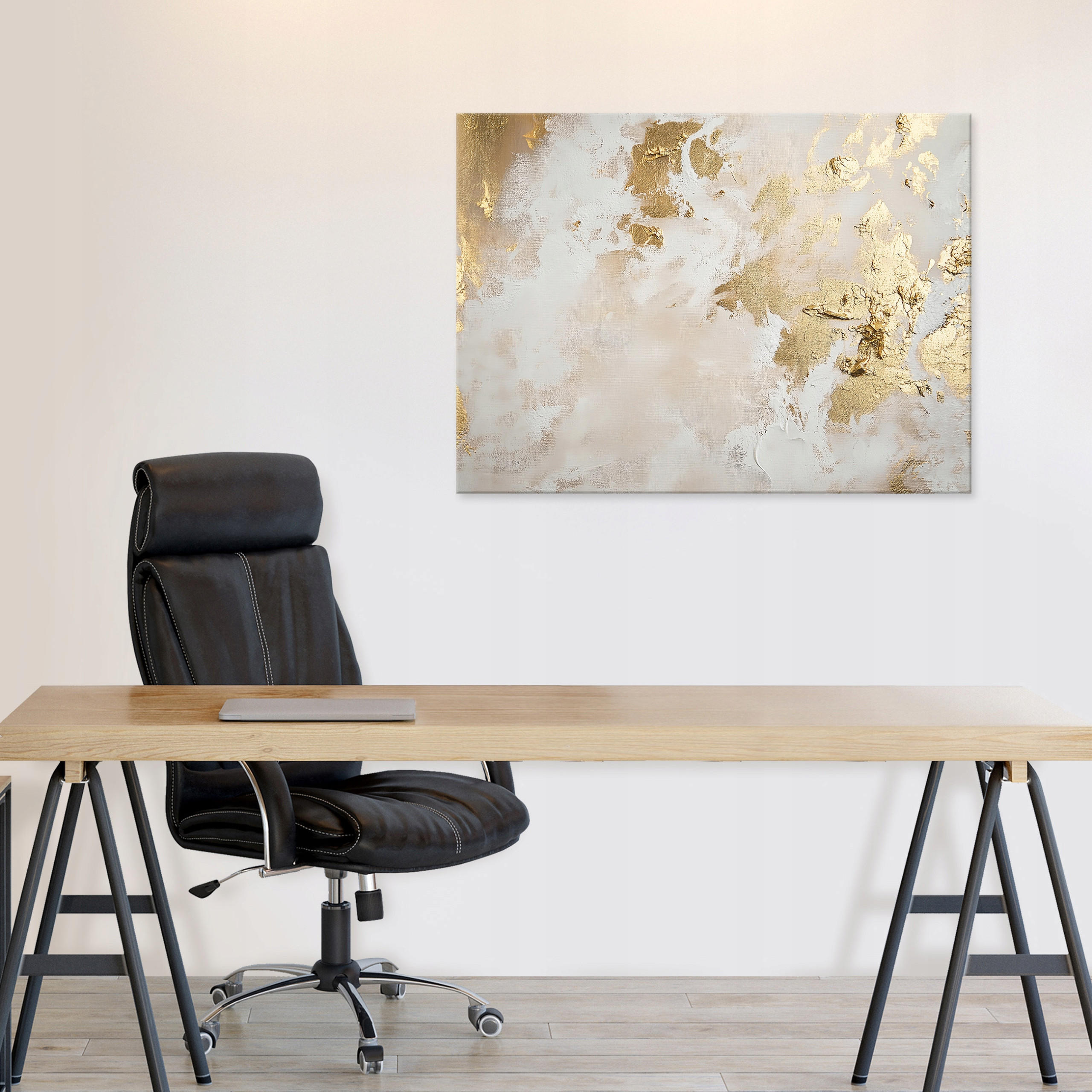 LEINWAND BILDER Abstrakt Gold Modern Wohnzimmer 60x40 - Grau, Holzwerkstoff (60/40cm) - Wallarena