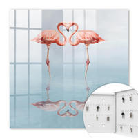 SCHLÜSSELBOX Weiß 30x30 cm – Türöffnung nach rechts - Flamingos lieben - Pink, Metall (30/30/5cm) - TULUP